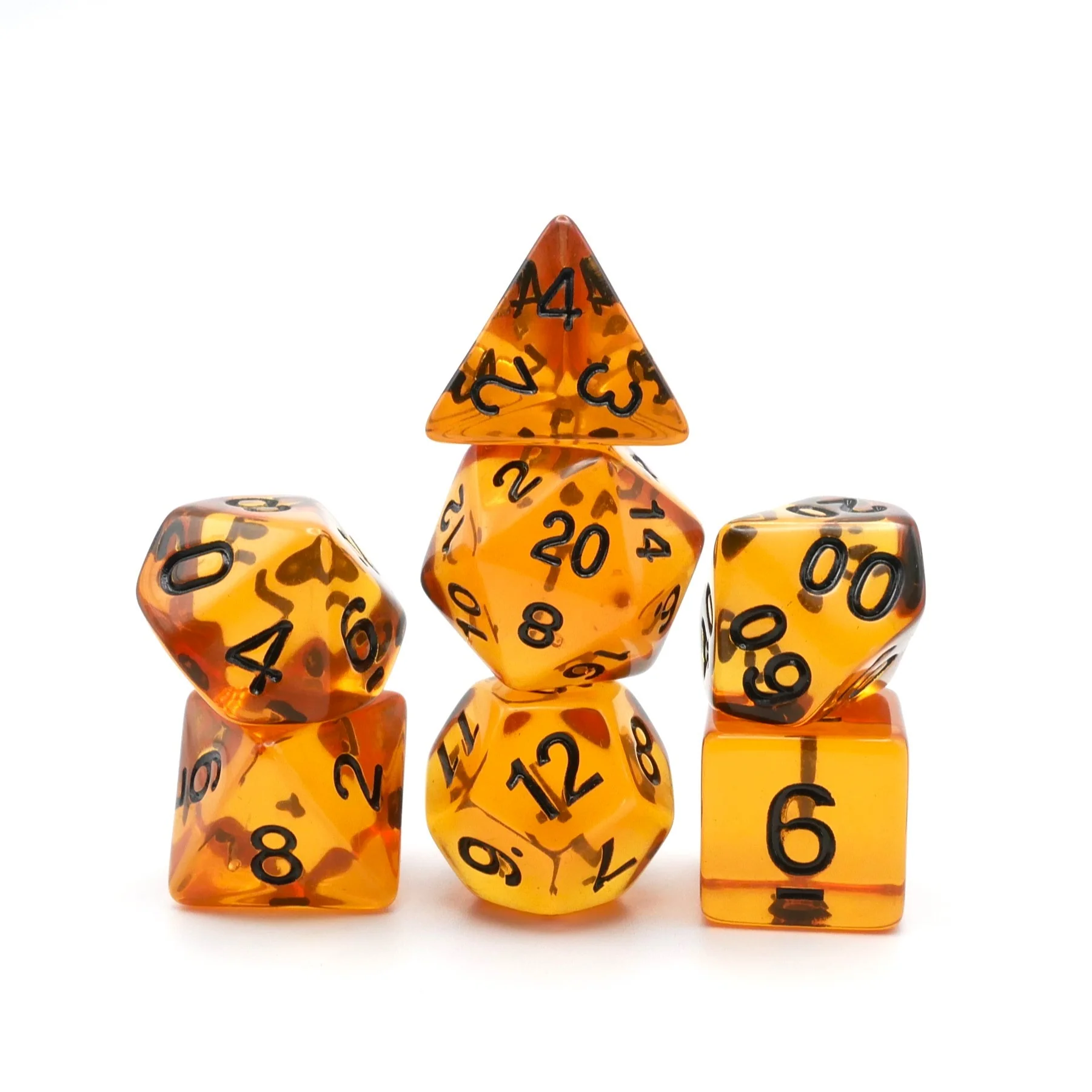 Amber Ingots - 7 Piece DnD Dice Set | Acrylic RPG Gaming Dice - Image 3