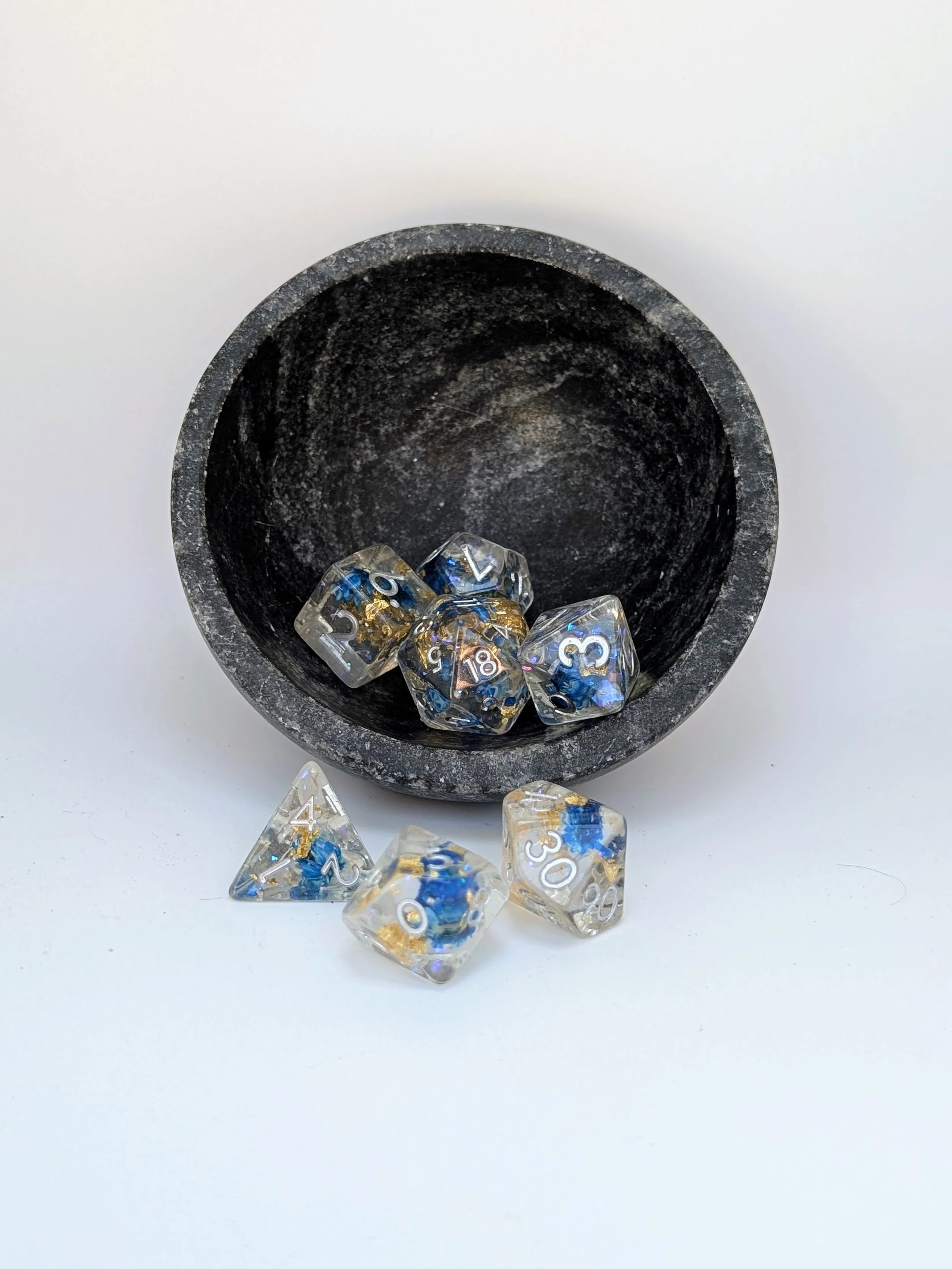 Azure Wilds - 7 Piece DnD Dice Set | Resin RPG Gaming Dice