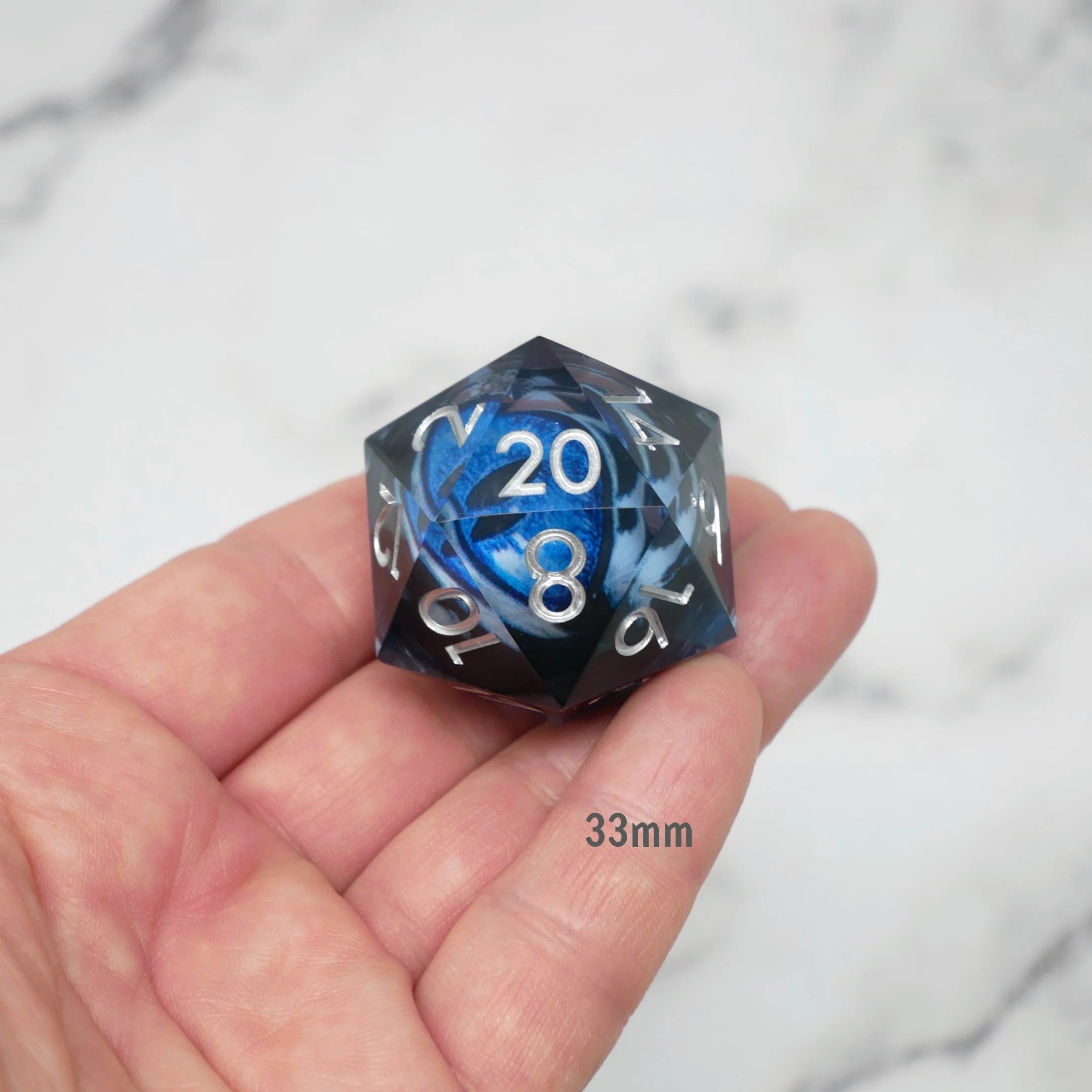 Blue Slaadi's Eye - Giant D20 Moving Eye DnD Dice | Acrylic RPG Gaming Dice - Image 6