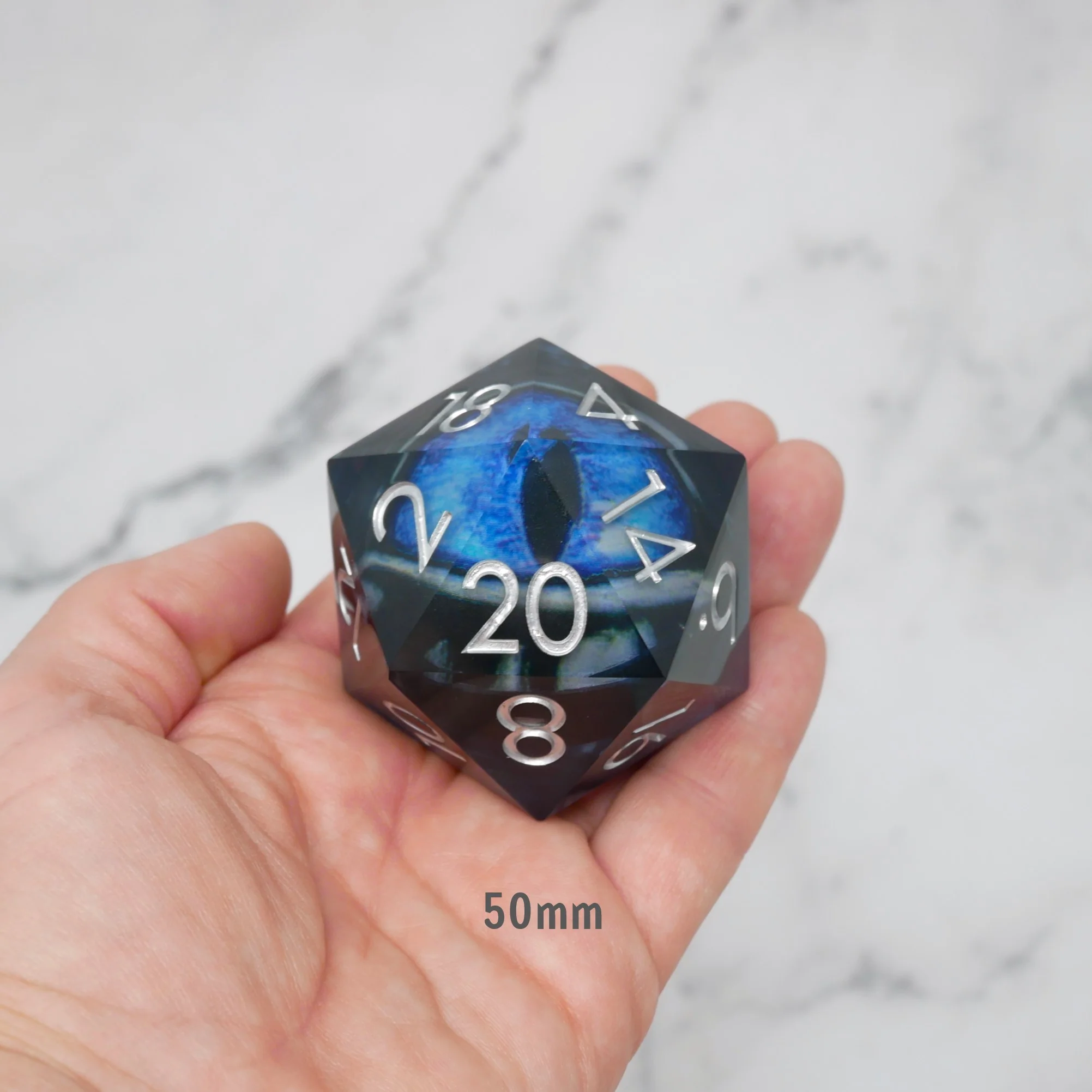 Blue Slaadi's Eye - Giant D20 Moving Eye DnD Dice | Acrylic RPG Gaming Dice - Image 7