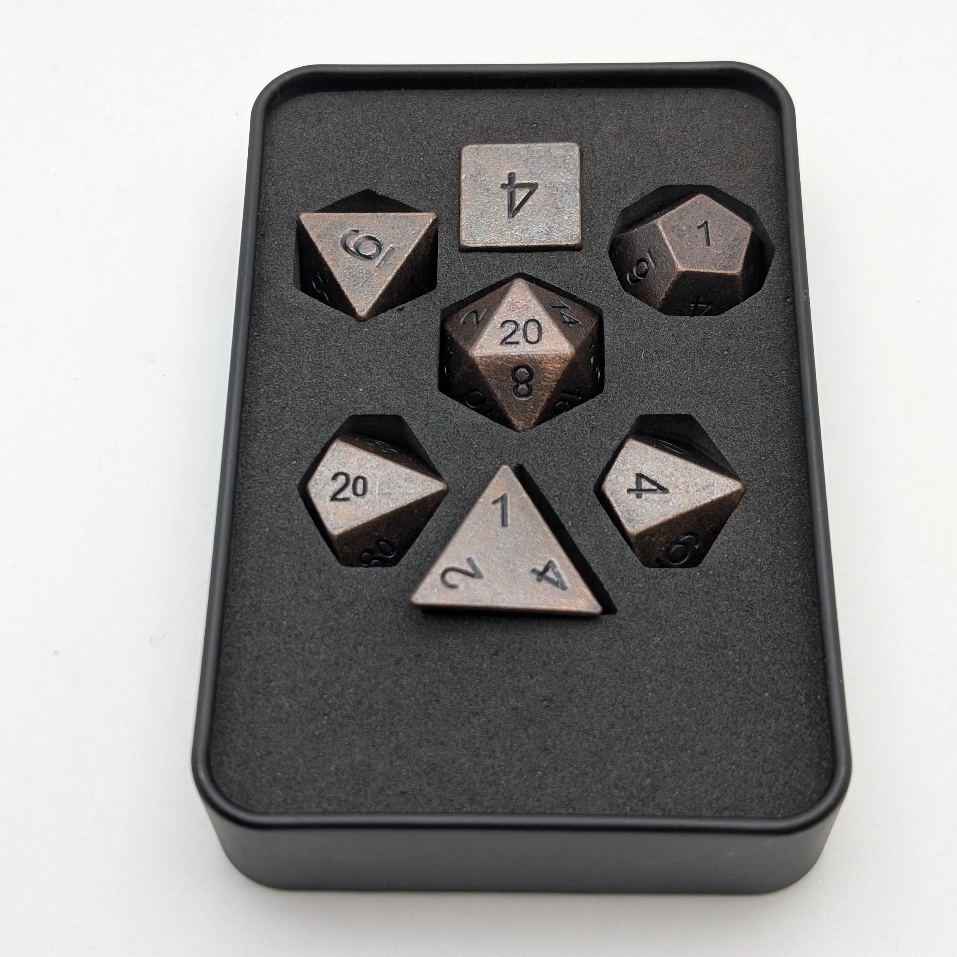 Copper Ore - 7 Piece DnD Dice Set | Metal RPG Gaming Dice - Image 2