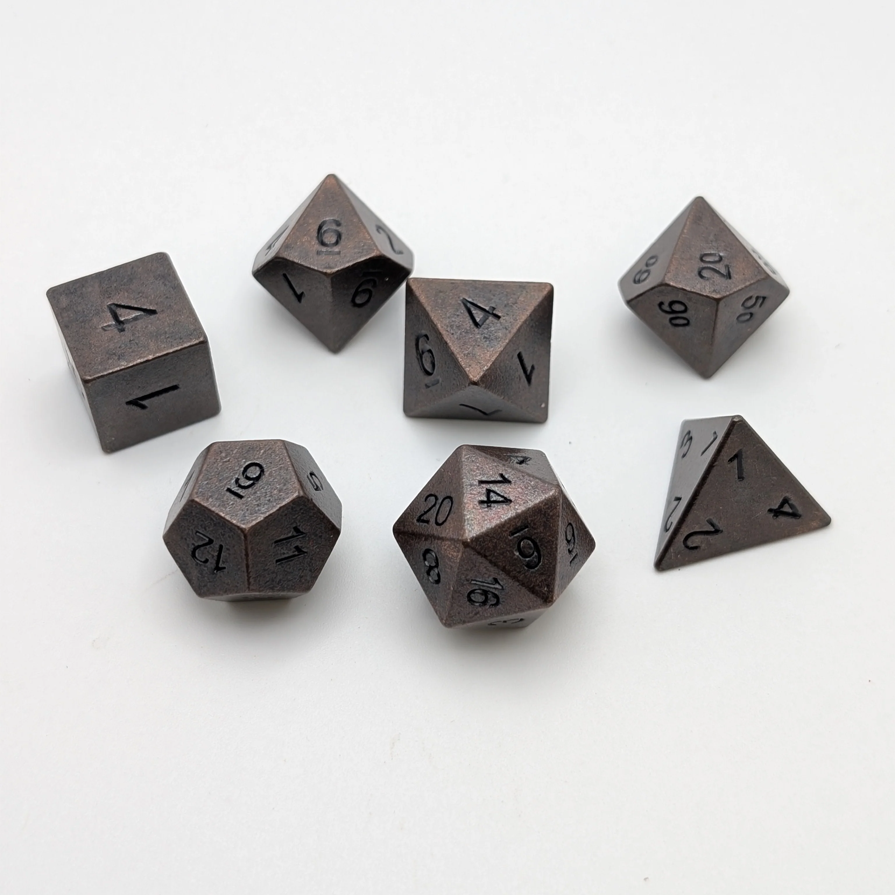 Copper Ore - 7 Piece DnD Dice Set | Metal RPG Gaming Dice - Image 3