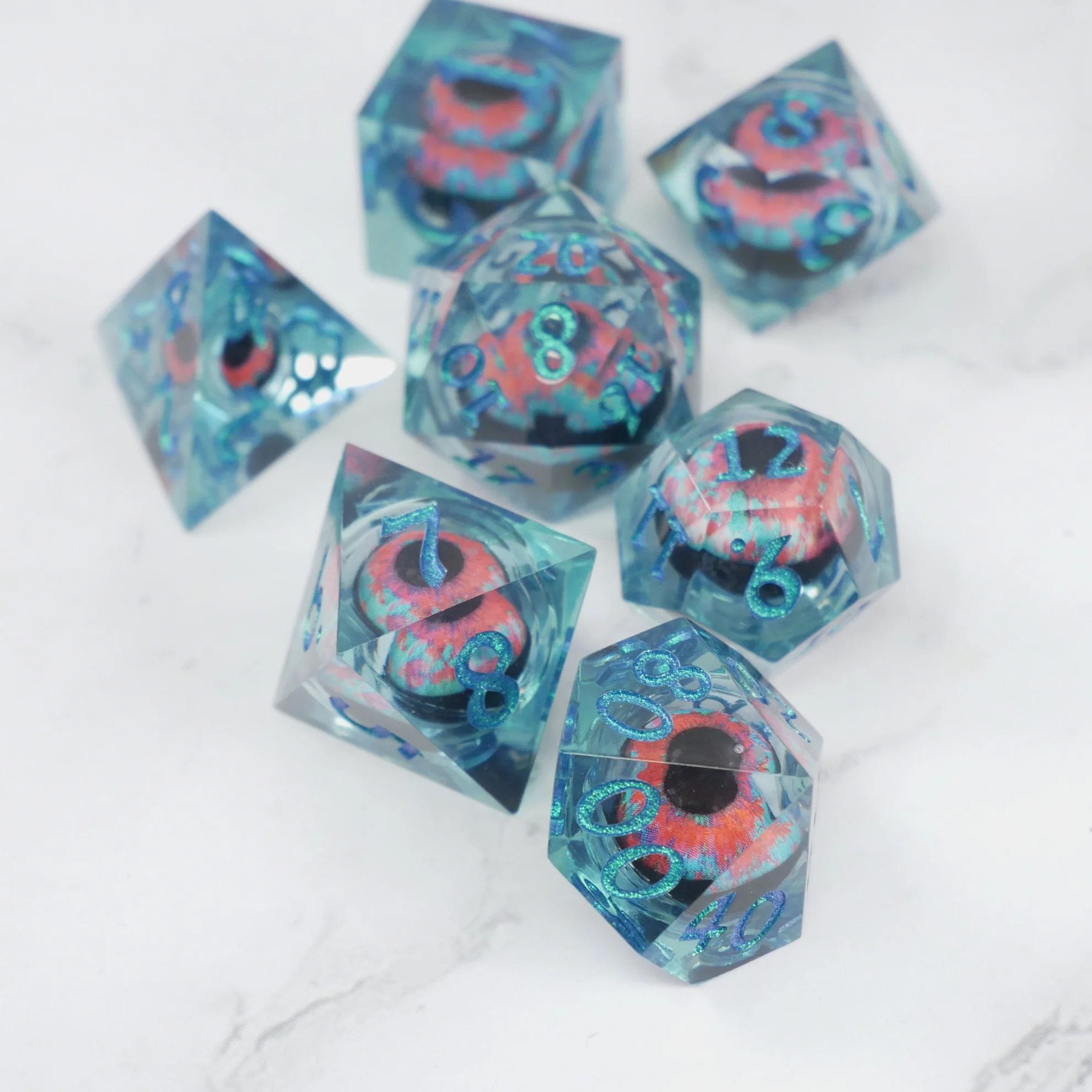 Cthulhu's Eye |  7 Piece Moving Eye DnD Dice Set | Acrylic RPG Gaming Dice - Image 4