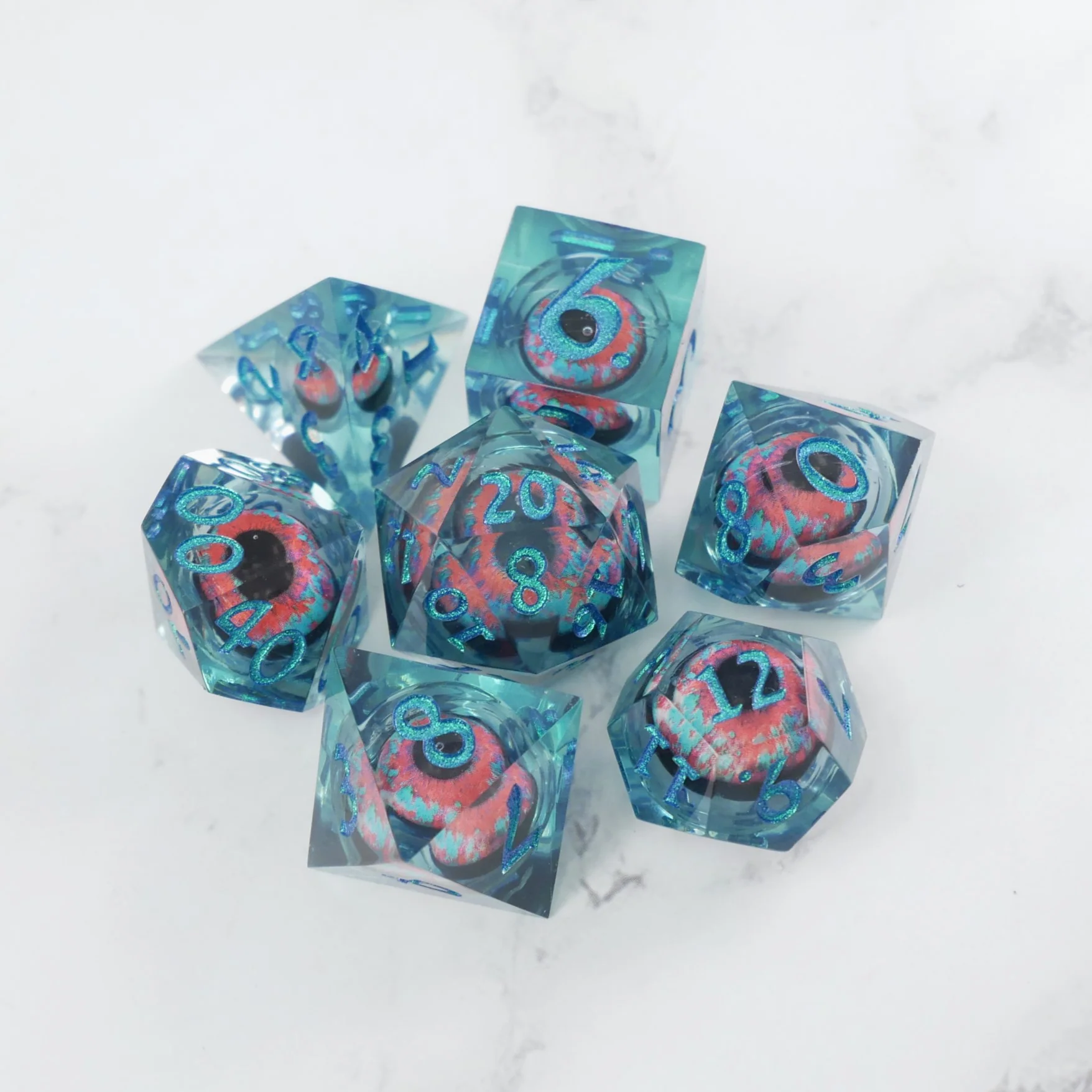Cthulhu's Eye |  7 Piece Moving Eye DnD Dice Set | Acrylic RPG Gaming Dice - Image 8