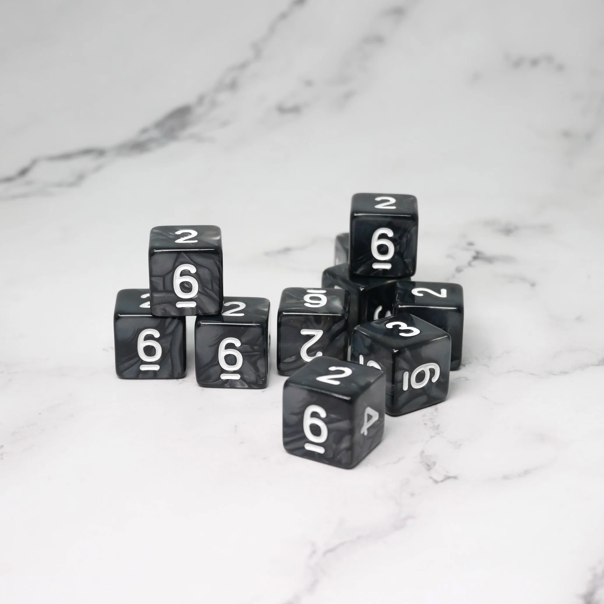 Dark Emulsion 10d6 - DnD Dice Set | Acrylic RPG Gaming Dice - Image 3