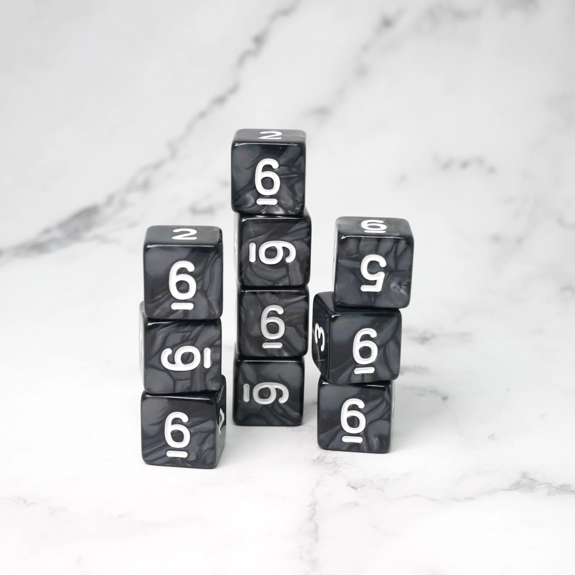 Dark Emulsion 10d6 - DnD Dice Set | Acrylic RPG Gaming Dice - Image 4