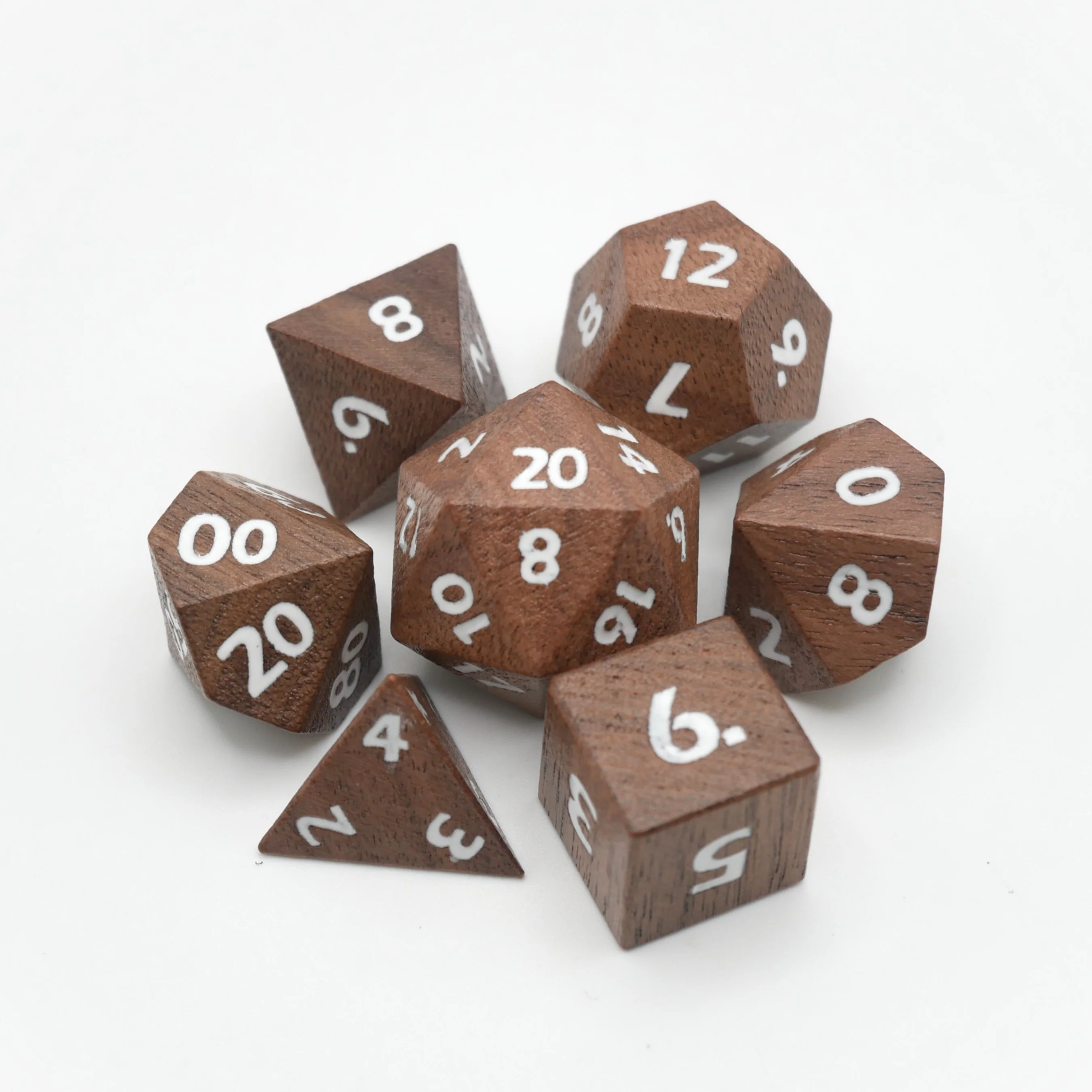 Deku Seed- 7 Piece DnD Dice Set | Wood RPG Gaming Dice - Image 3