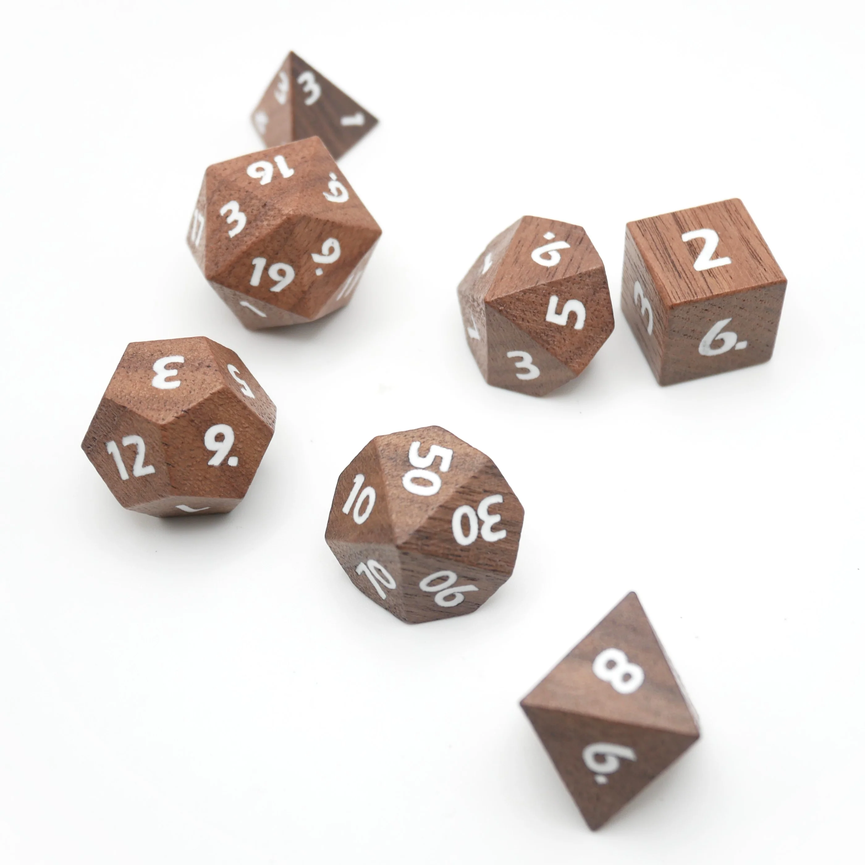 Deku Seed- 7 Piece DnD Dice Set | Wood RPG Gaming Dice - Image 5