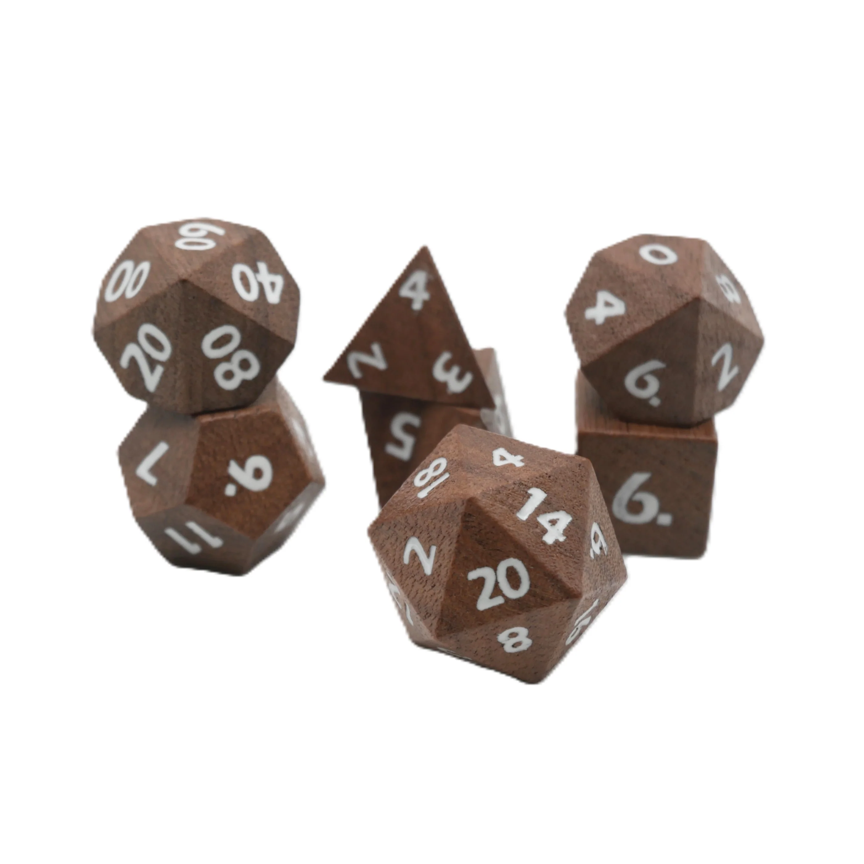 Deku Seed- 7 Piece DnD Dice Set | Wood RPG Gaming Dice - Image 6