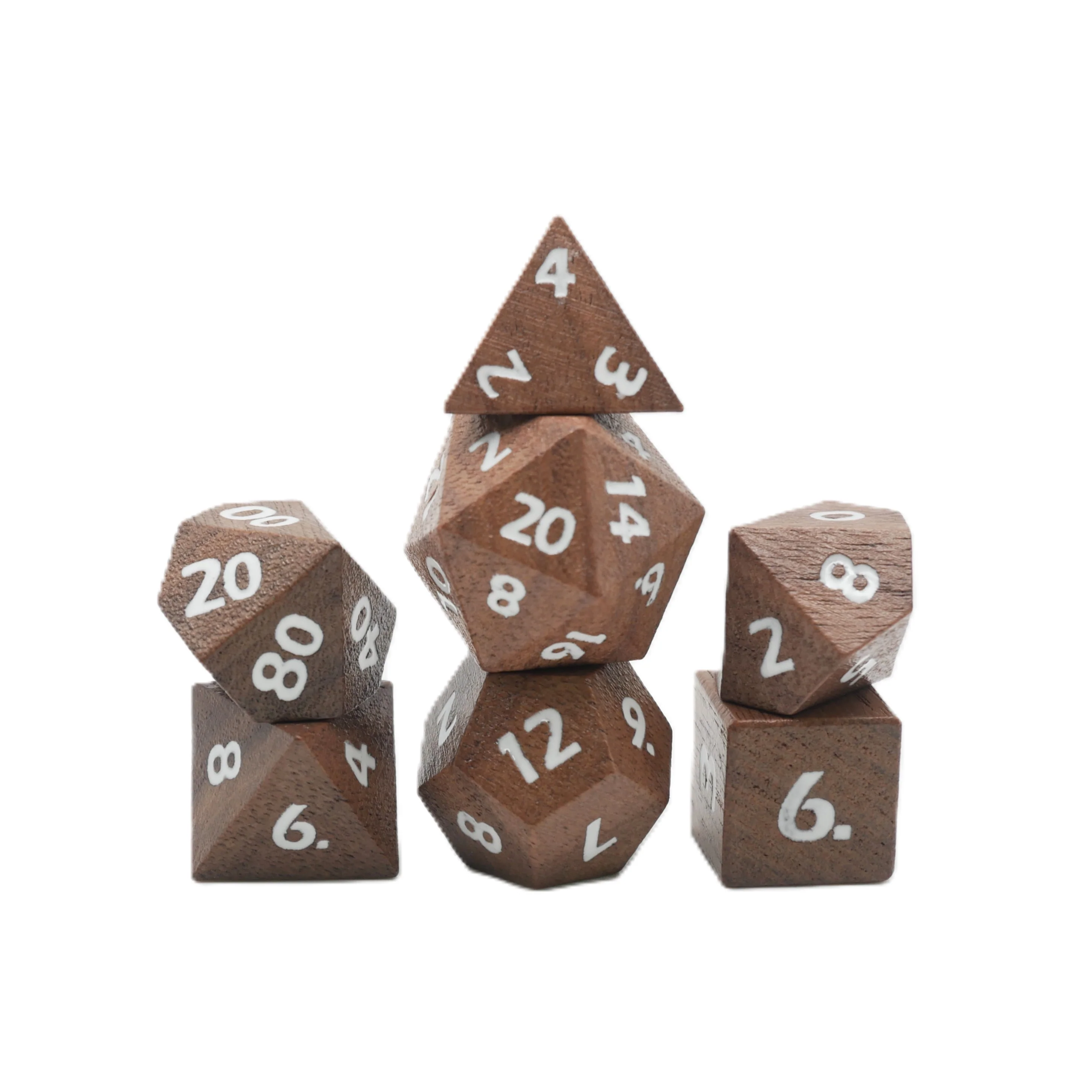 Deku Seed- 7 Piece DnD Dice Set | Wood RPG Gaming Dice - Image 9