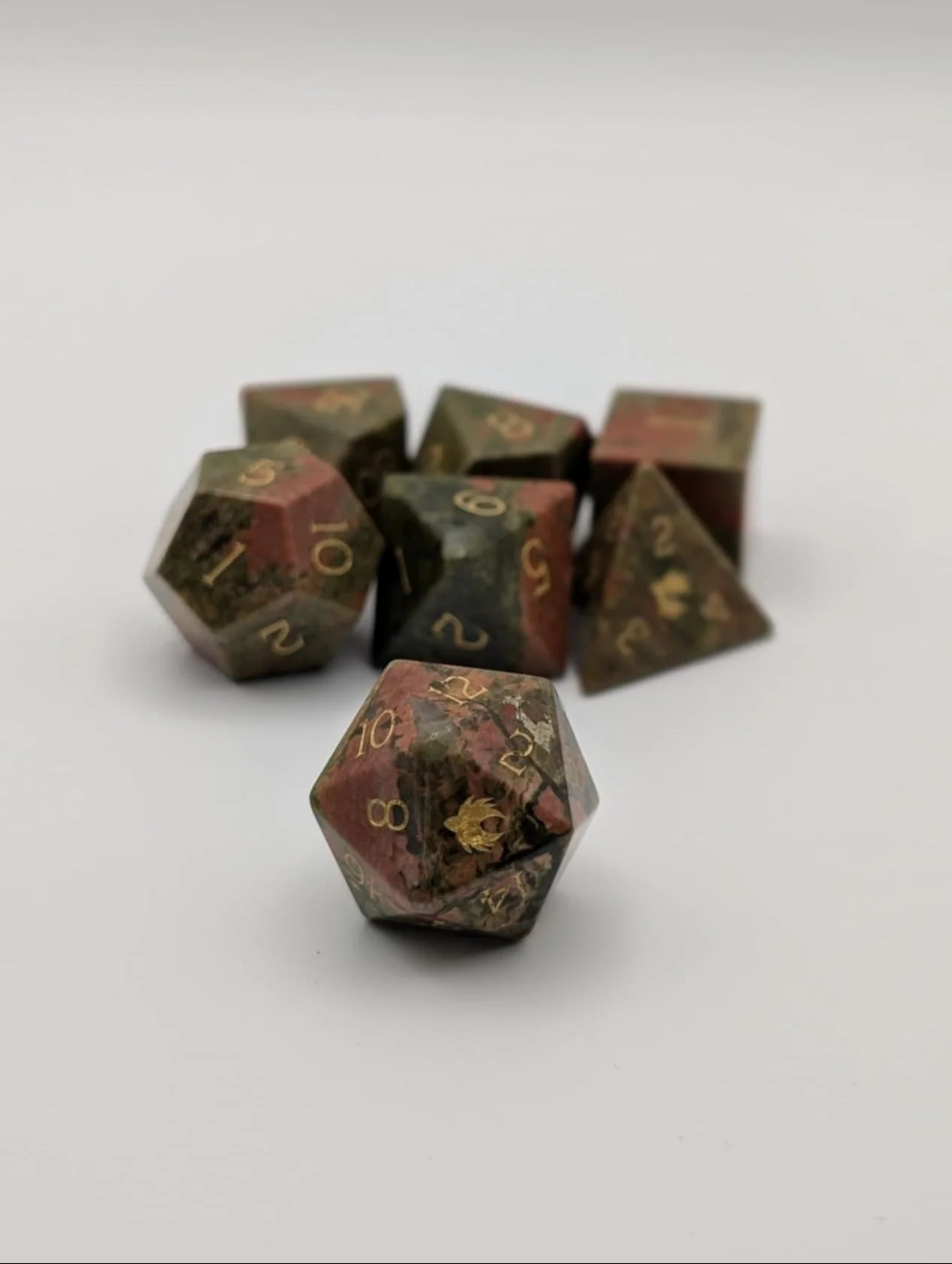 Earth Stone - 7 Piece DnD Dice Set | Gemstone RPG Gaming Dice - Image 4