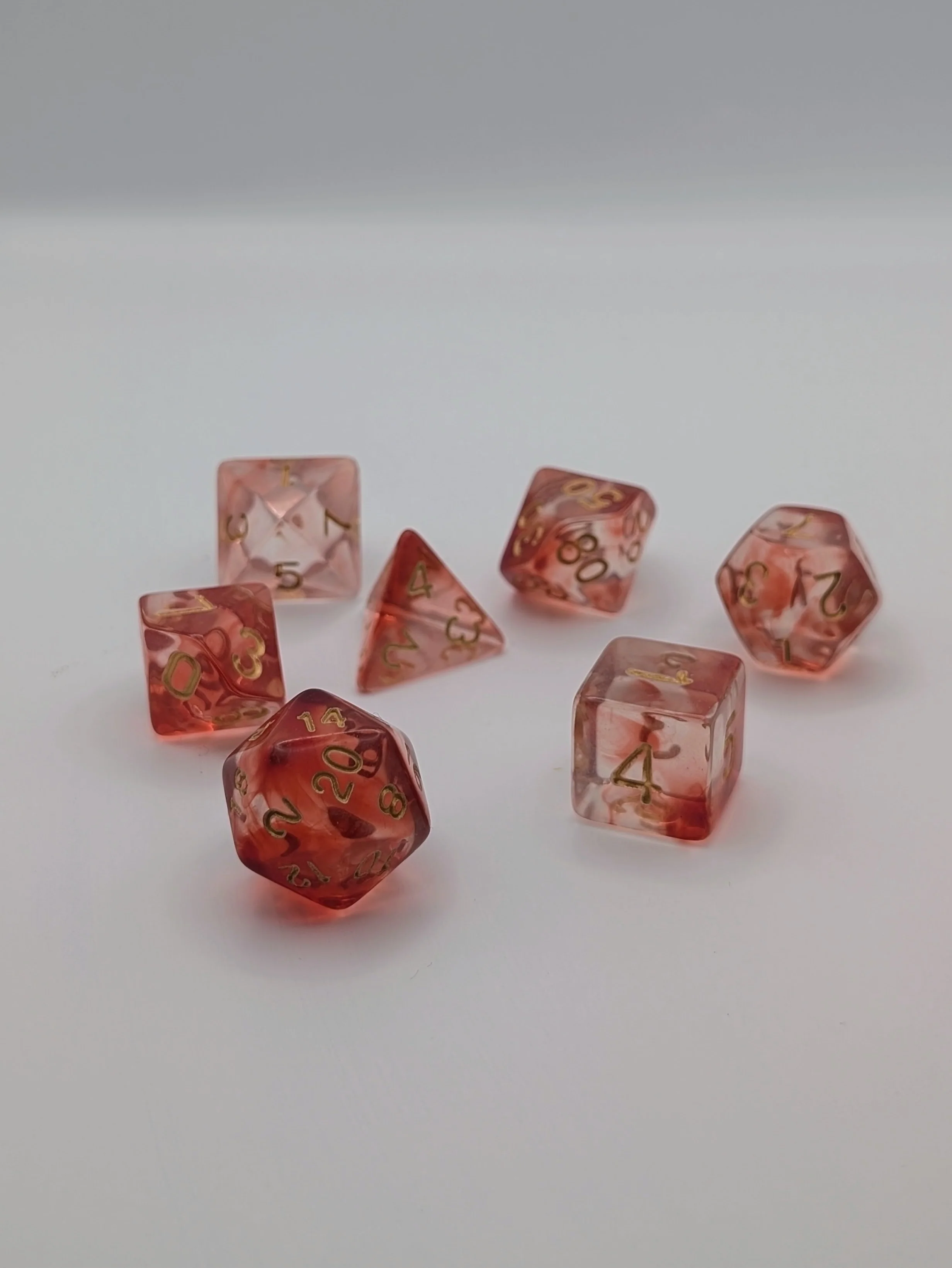 Ember Light - 7 Piece DnD Dice Set | Acrylic RPG Gaming Dice