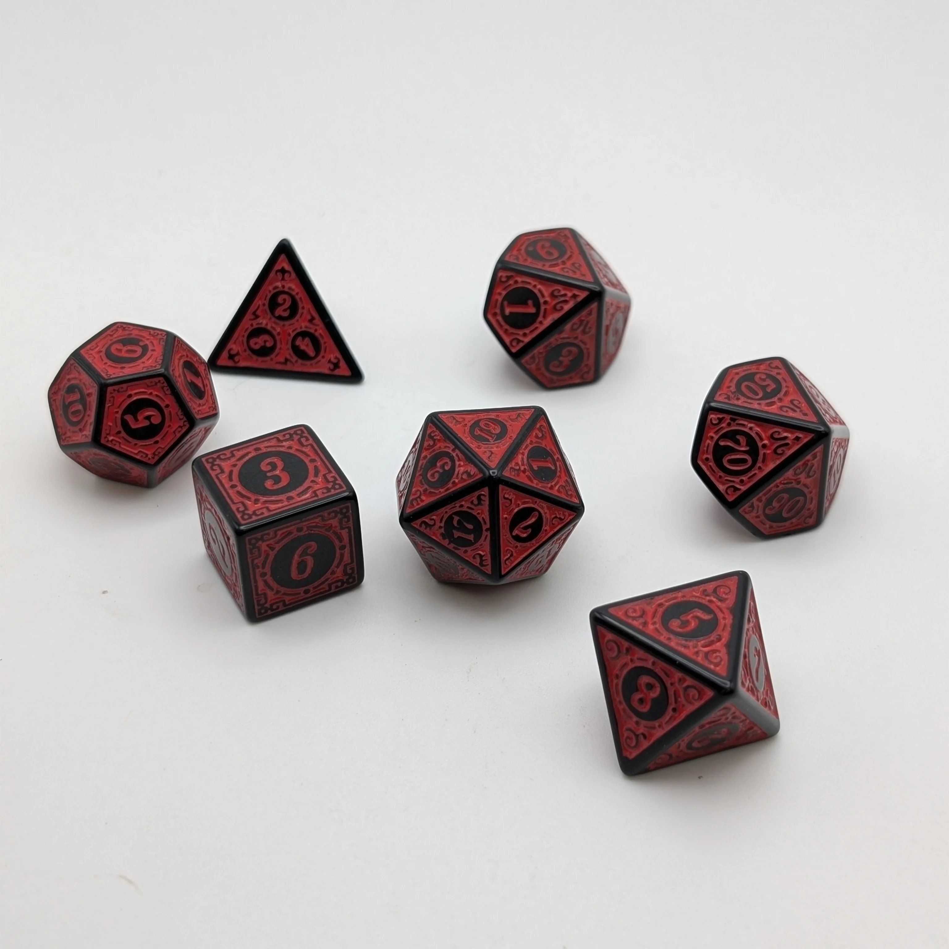 Magic Flame - Red - 7 Piece DnD Dice Set | Acrylic RPG Gaming Dice - Image 3