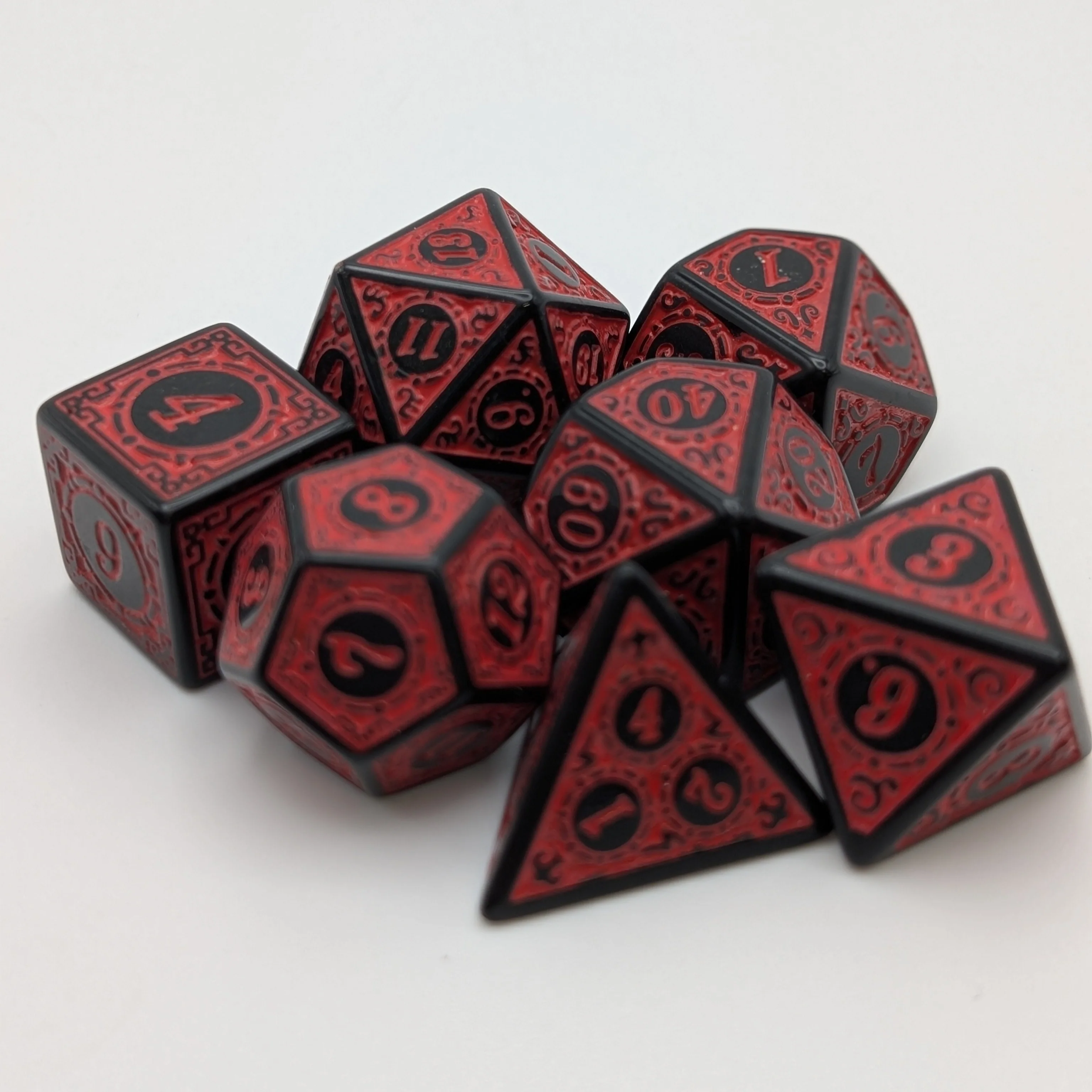 Magic Flame - Red - 7 Piece DnD Dice Set | Acrylic RPG Gaming Dice - Image 5