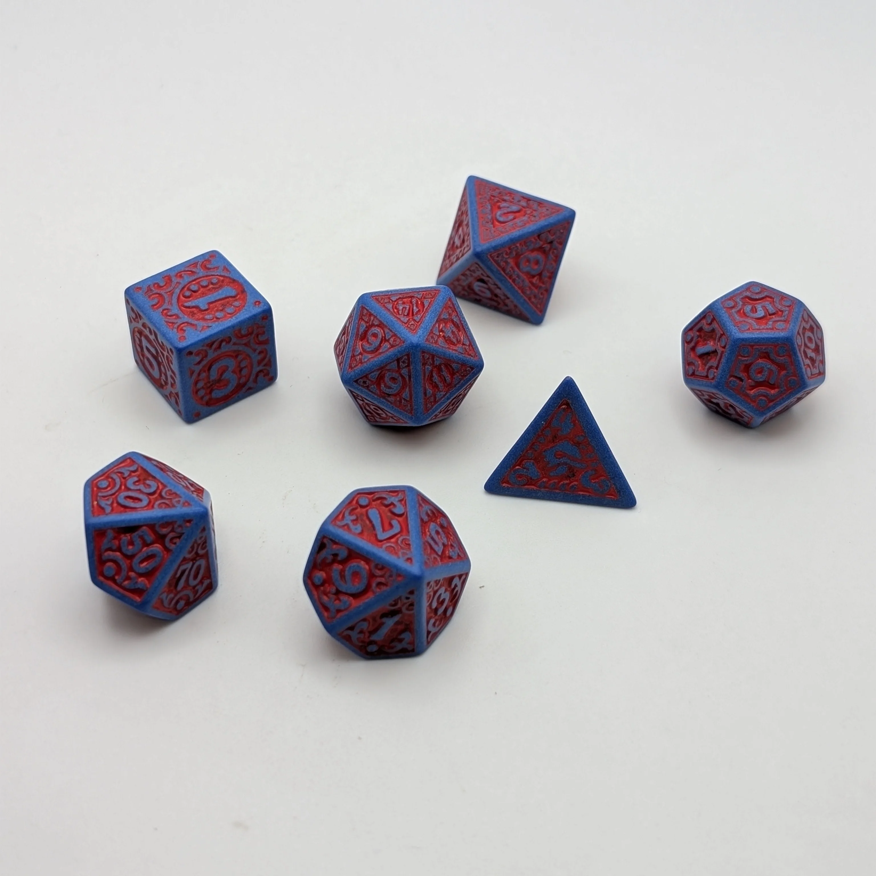 Magic Flame - Red Blue - 7 Piece DnD Dice Set | Acrylic RPG Gaming Dice - Image 3