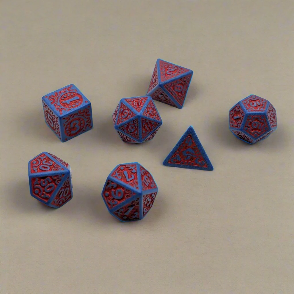 Magic Flame - Red Blue - 7 Piece DnD Dice Set | Acrylic RPG Gaming Dice - Image 4
