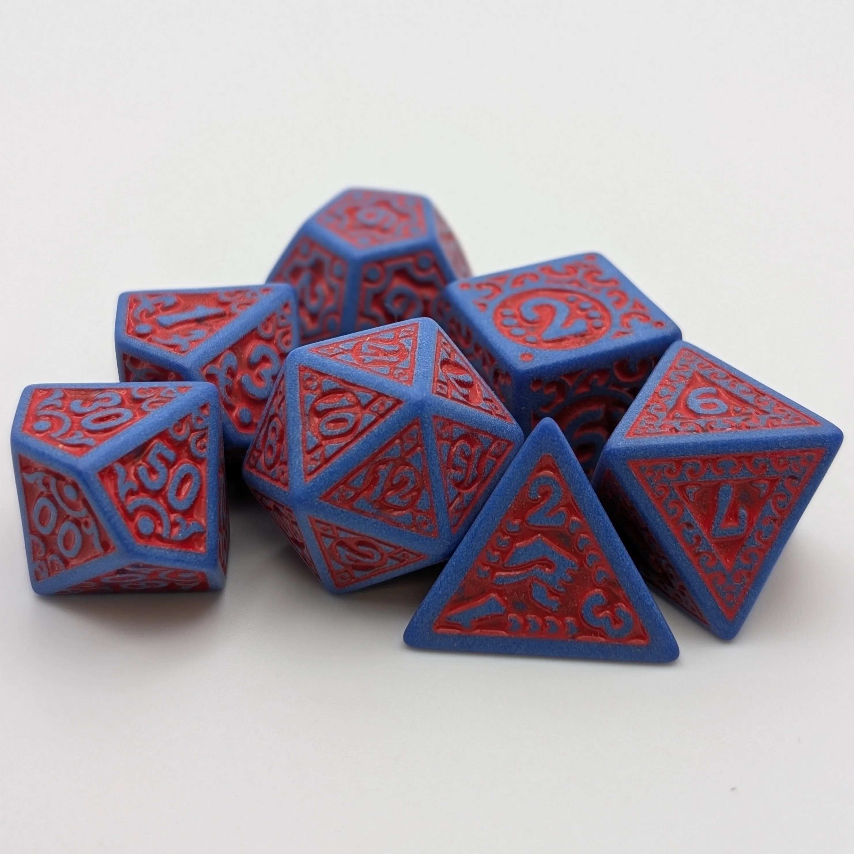 Magic Flame - Red Blue - 7 Piece DnD Dice Set | Acrylic RPG Gaming Dice - Image 5