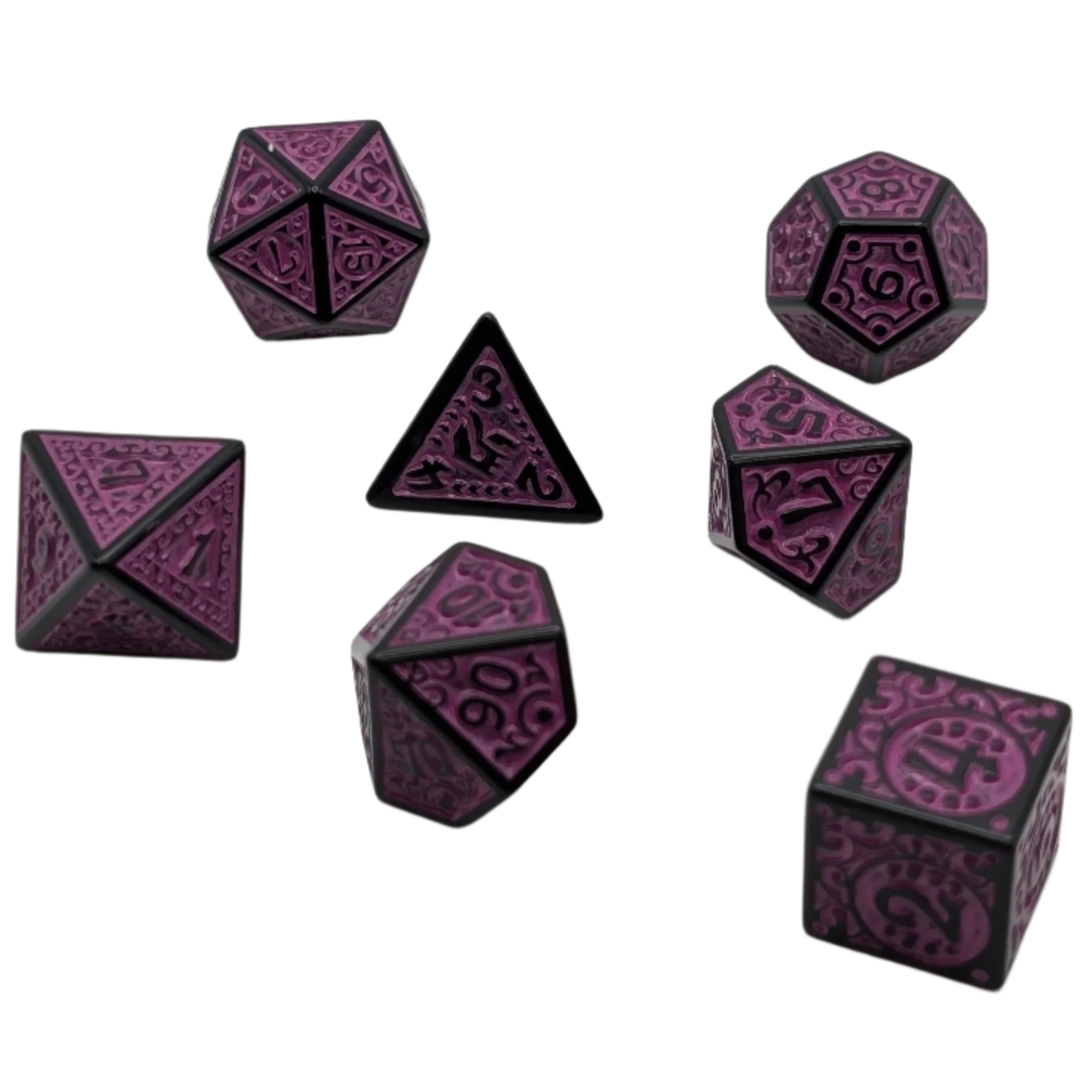 Magic Flame - Purple - 7 Piece DnD Dice Set | Acrylic RPG Gaming Dice - Image 3