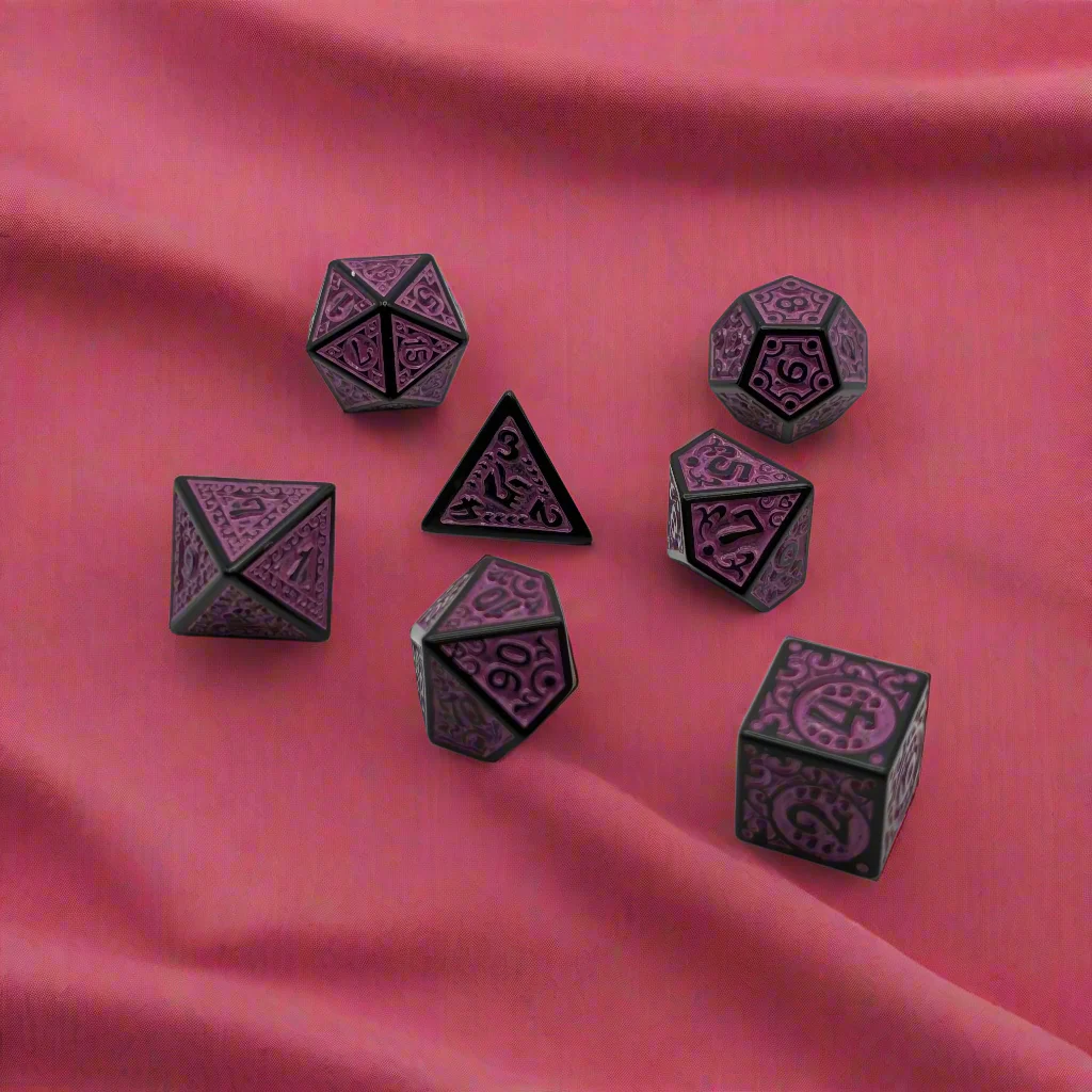 Magic Flame - Purple - 7 Piece DnD Dice Set | Acrylic RPG Gaming Dice - Image 4