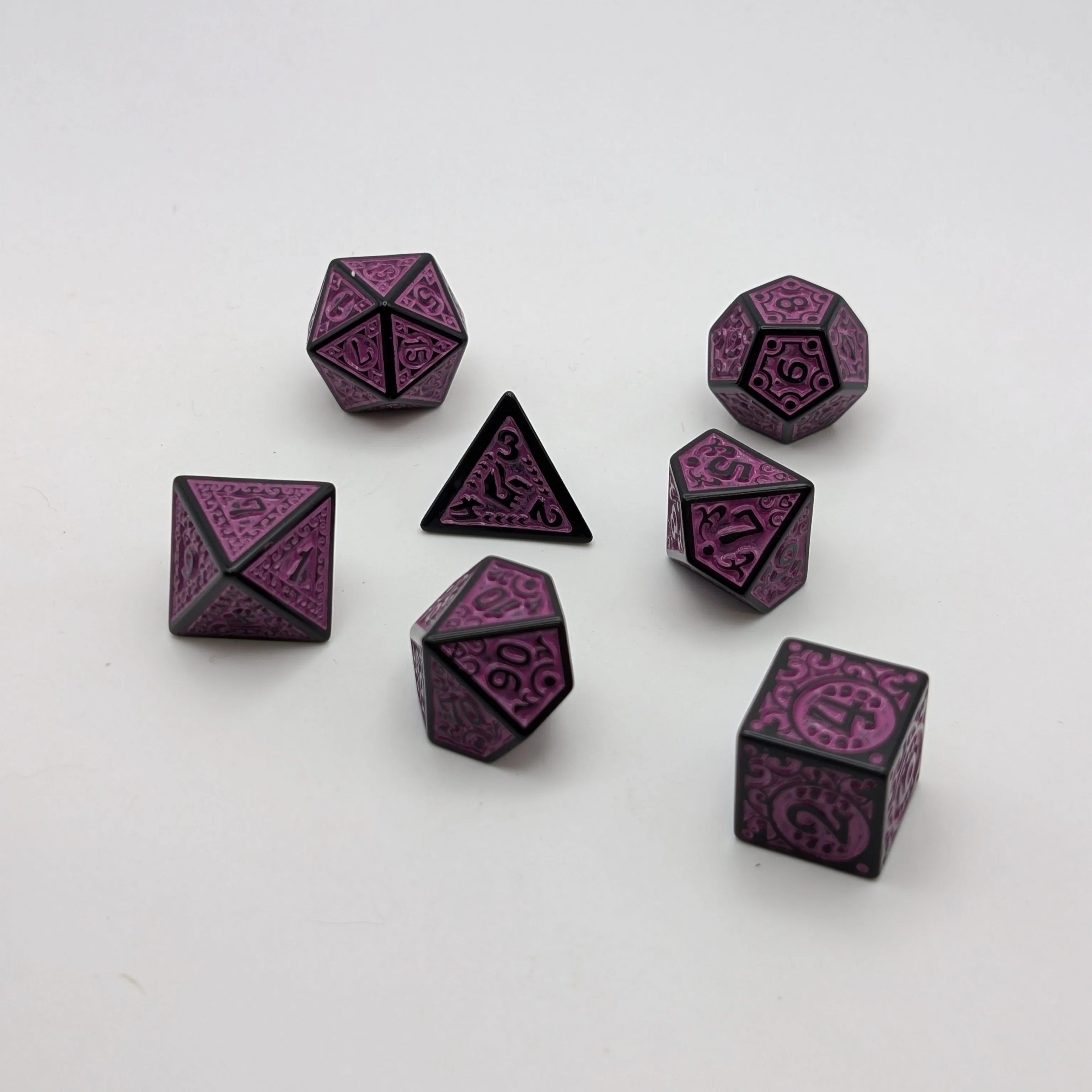 Magic Flame - Purple - 7 Piece DnD Dice Set | Acrylic RPG Gaming Dice - Image 5