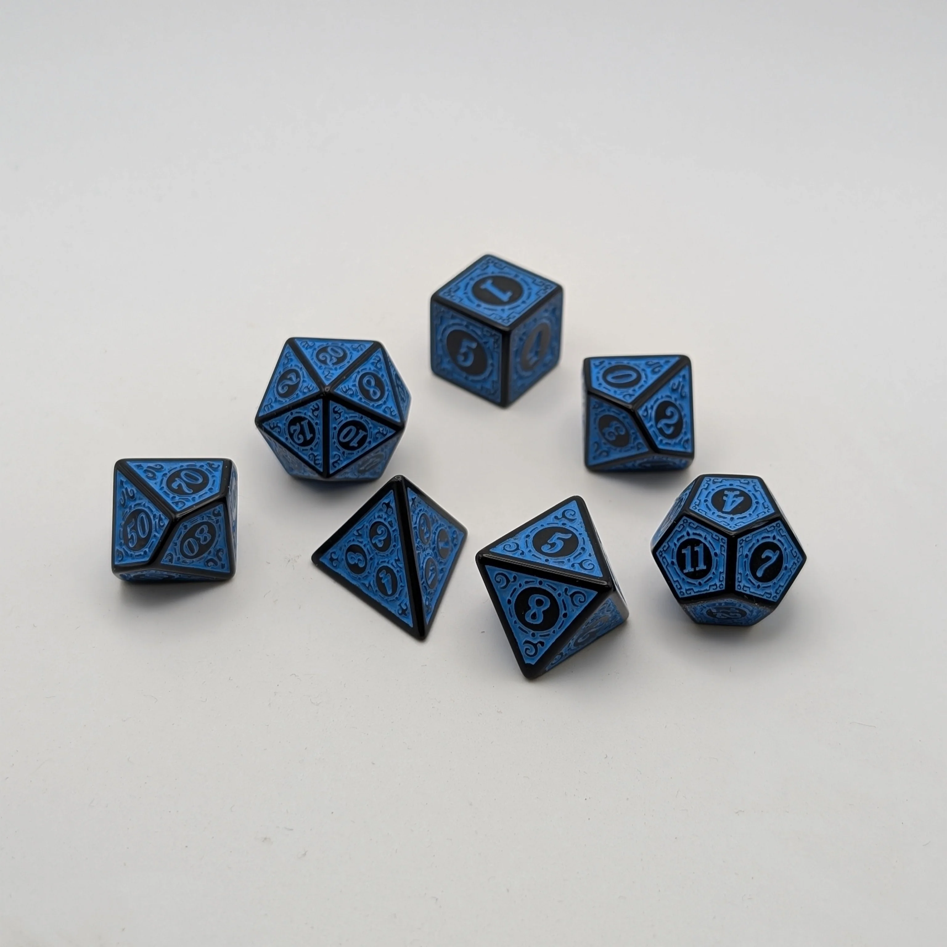 Magic Flame - Blue - 7 Piece DnD Dice Set | Acrylic RPG Gaming Dice - Image 4