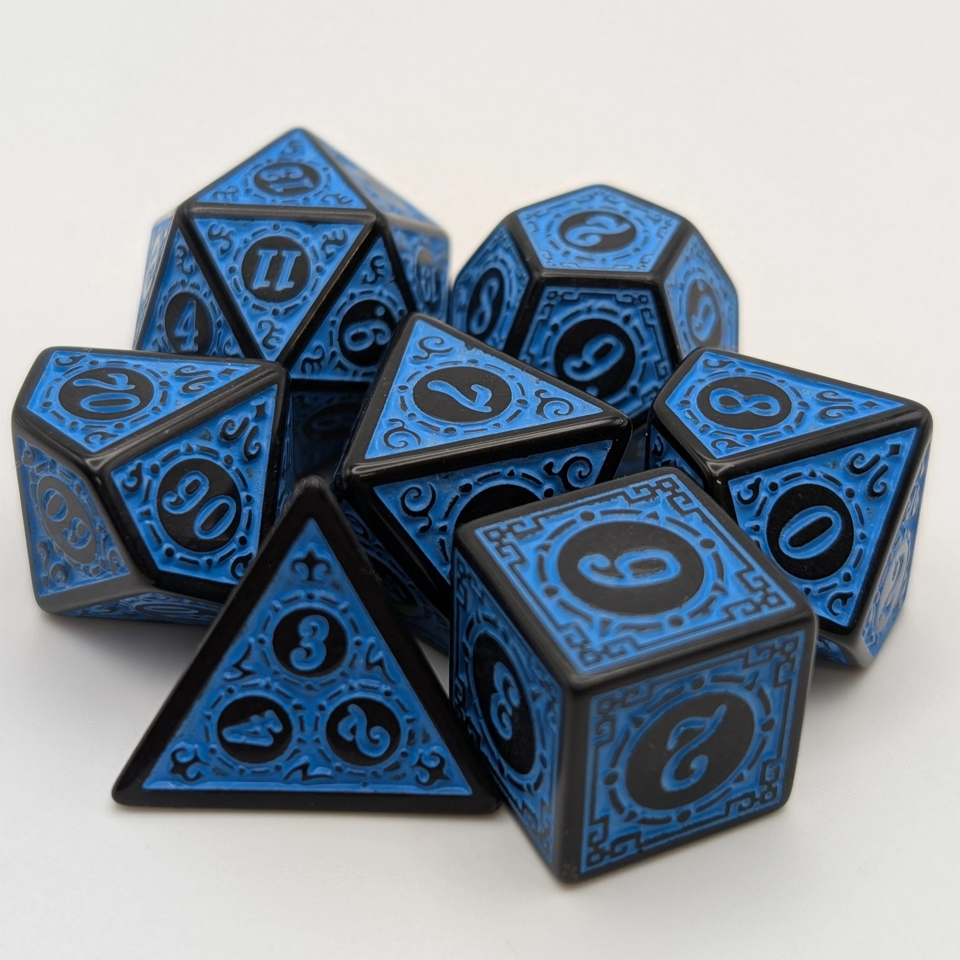 Magic Flame - Blue - 7 Piece DnD Dice Set | Acrylic RPG Gaming Dice - Image 5