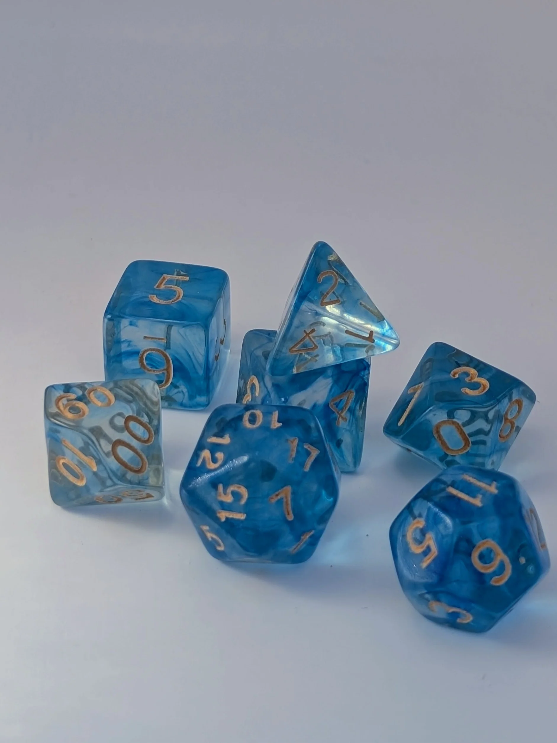 Frost Light - 7 Piece DnD Dice Set | Acrylic RPG Gaming Dice