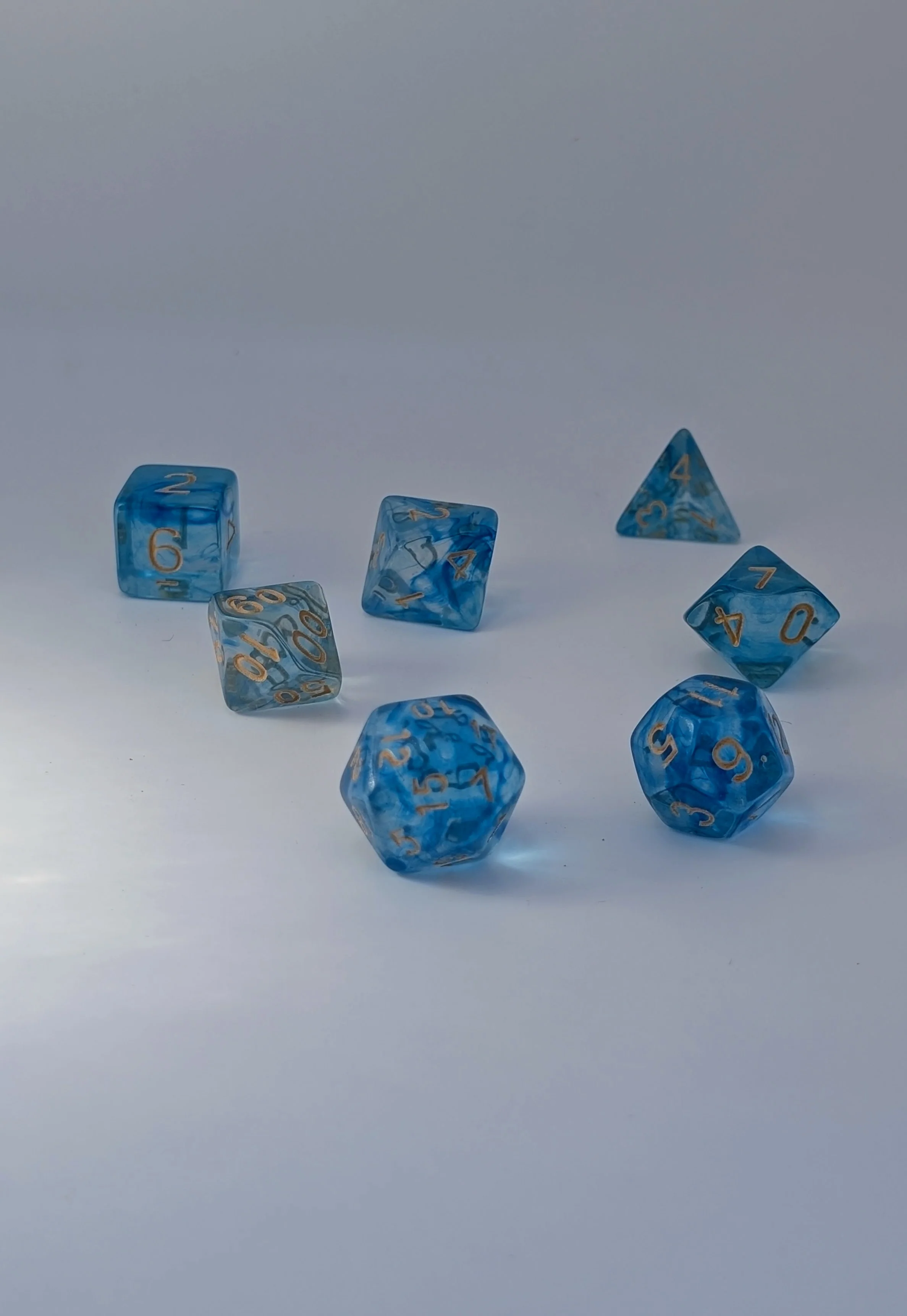Frost Light - 7 Piece DnD Dice Set | Acrylic RPG Gaming Dice - Image 2