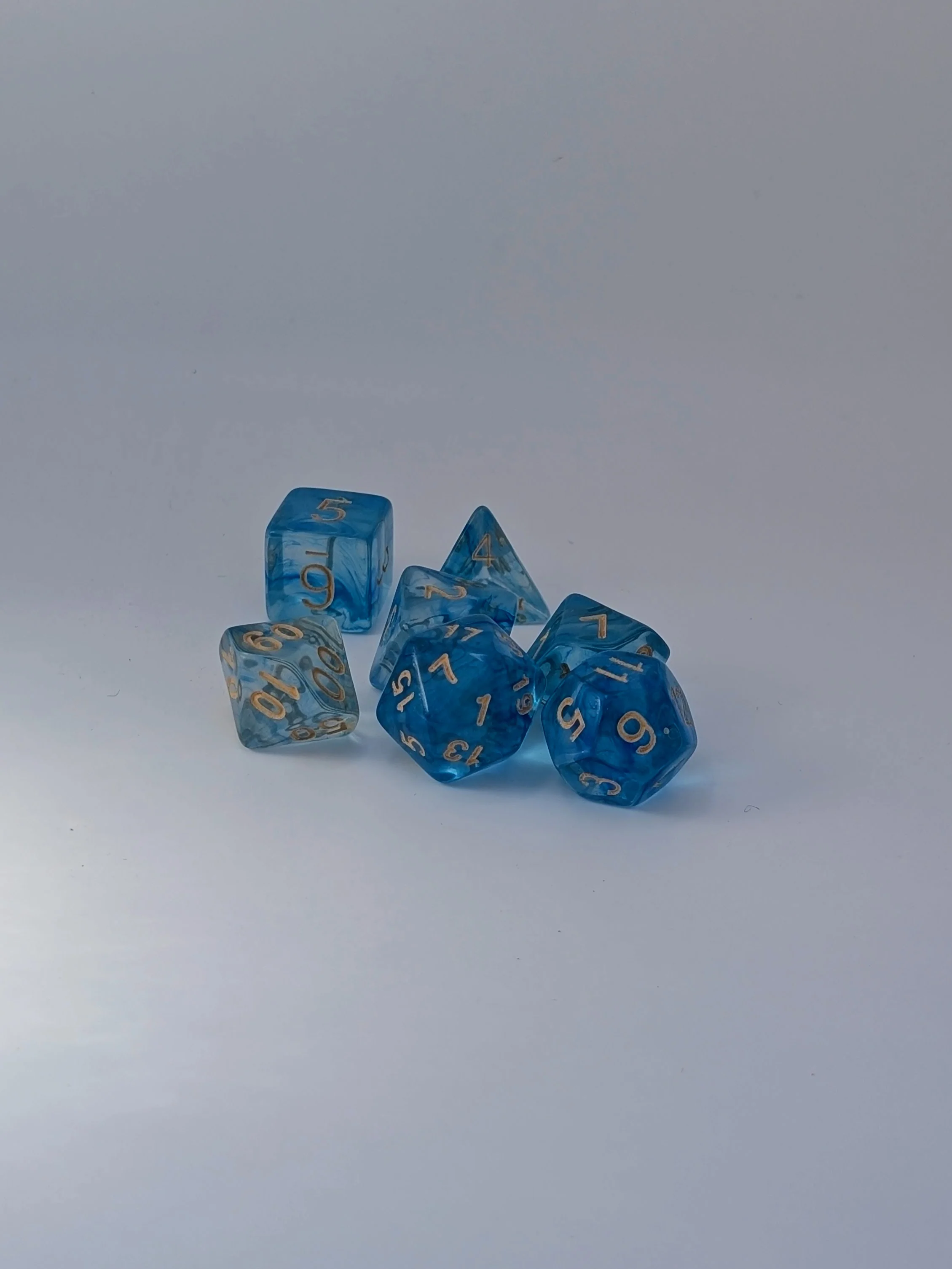 Frost Light - 7 Piece DnD Dice Set | Acrylic RPG Gaming Dice - Image 4