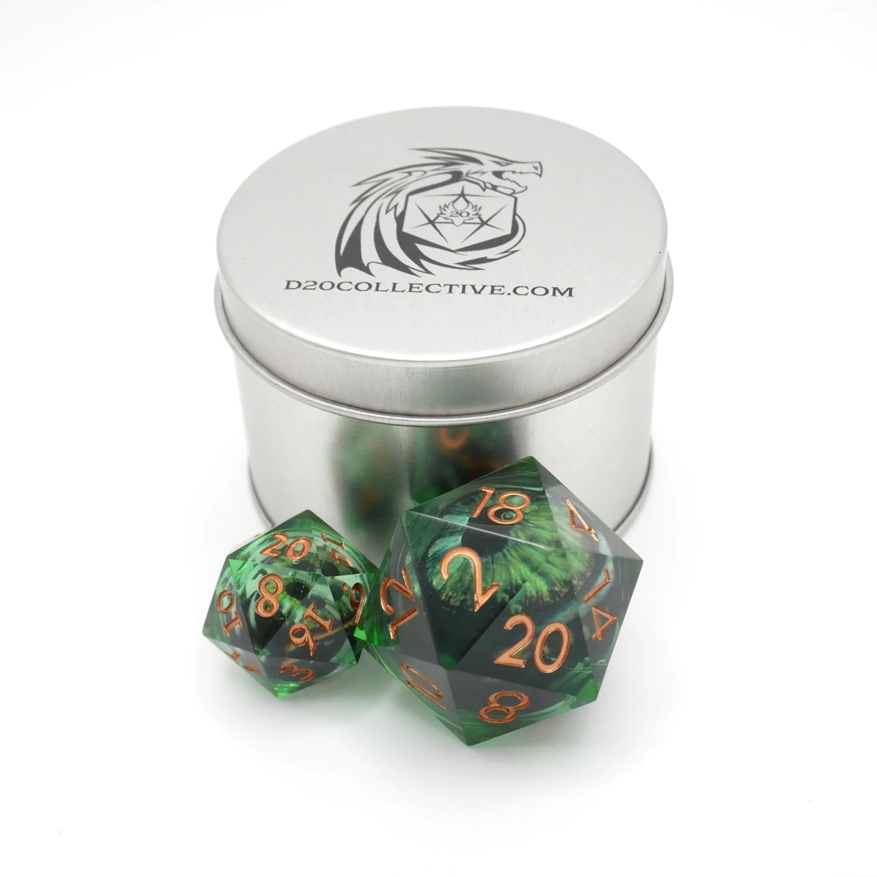 Green Slaadi's Eye - Giant D20 Moving Eye DnD Dice | Acrylic RPG Gaming Dice - Image 3