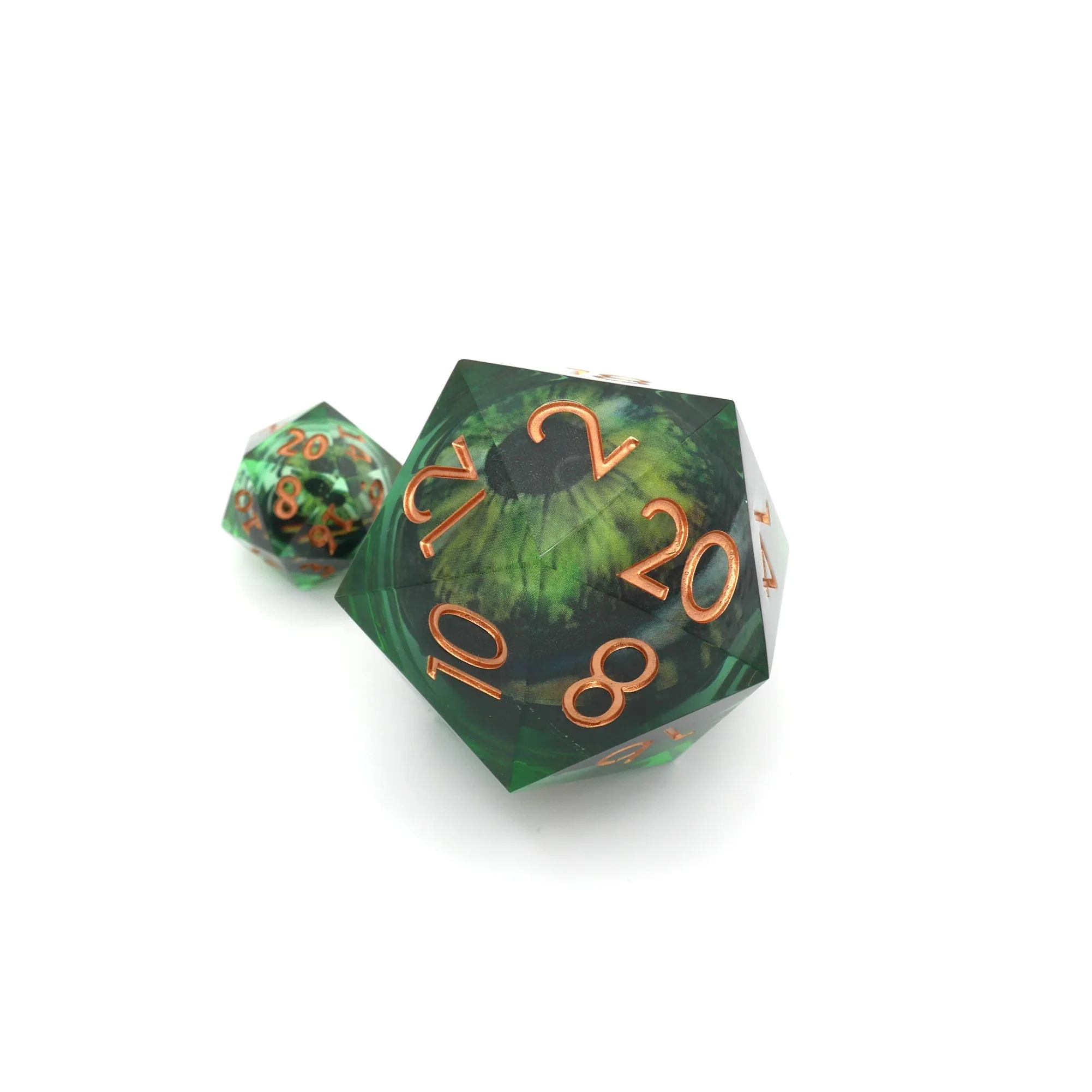 Green Slaadi's Eye - Giant D20 Moving Eye DnD Dice | Acrylic RPG Gaming Dice - Image 4