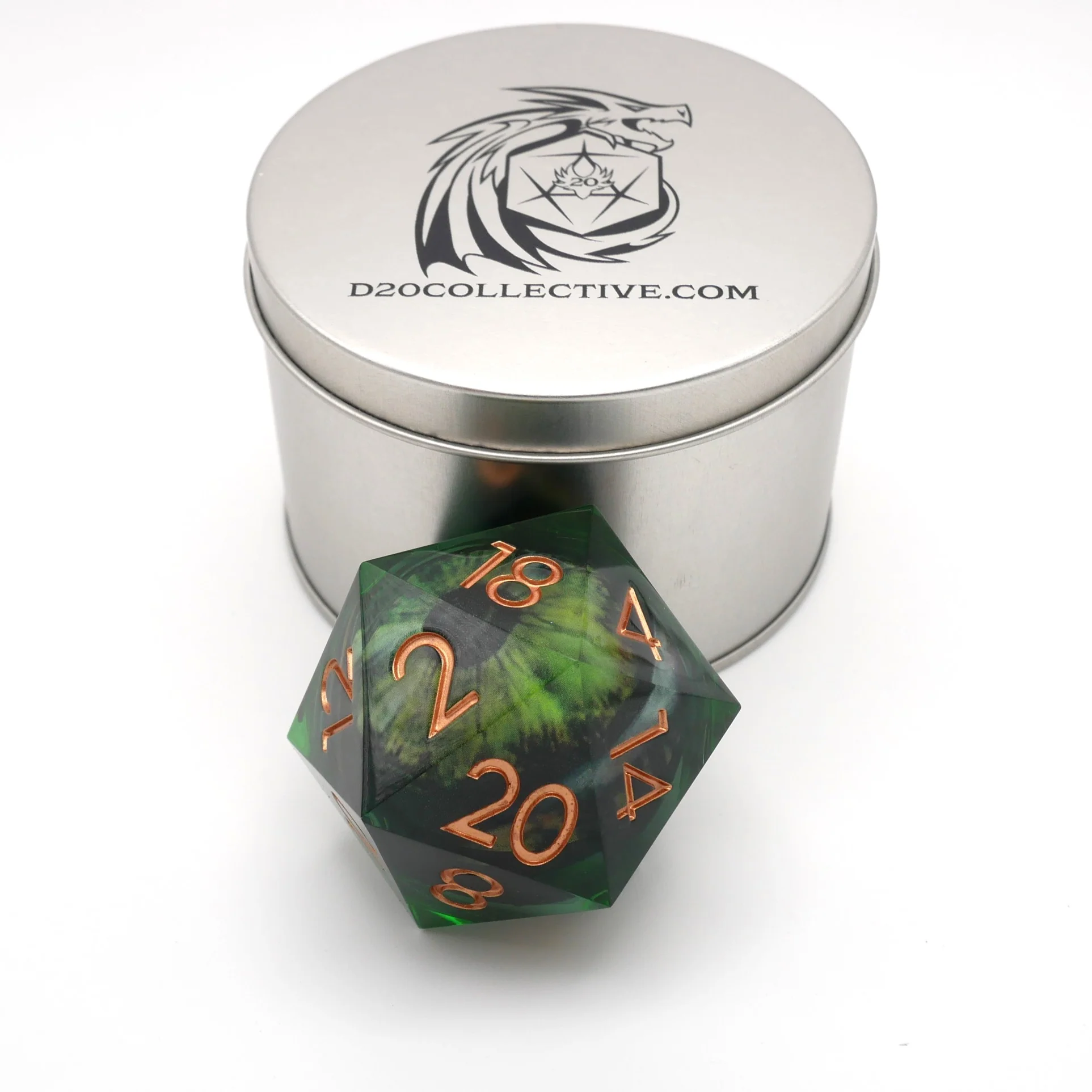 Green Slaadi's Eye - Giant D20 Moving Eye DnD Dice | Acrylic RPG Gaming Dice - Image 6