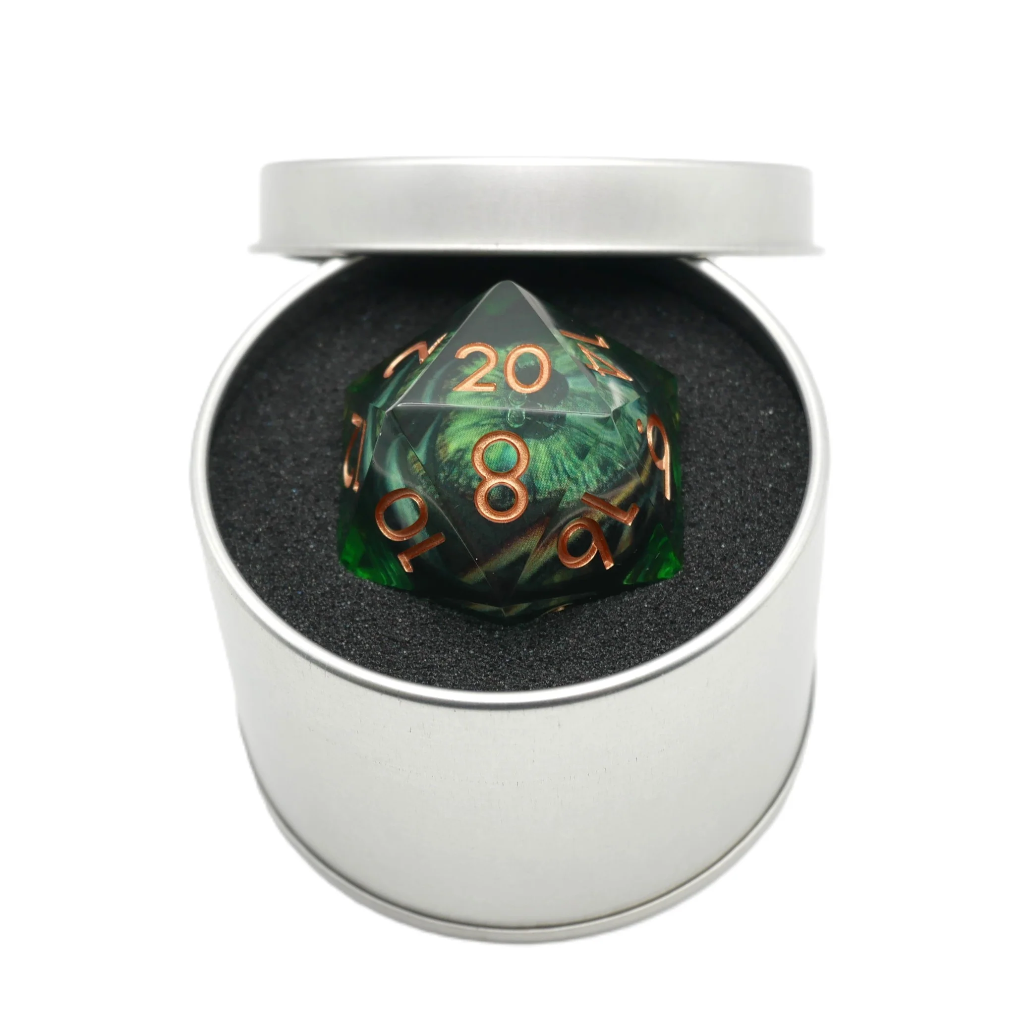 Green Slaadi's Eye - Giant D20 Moving Eye DnD Dice | Acrylic RPG Gaming Dice - Image 7