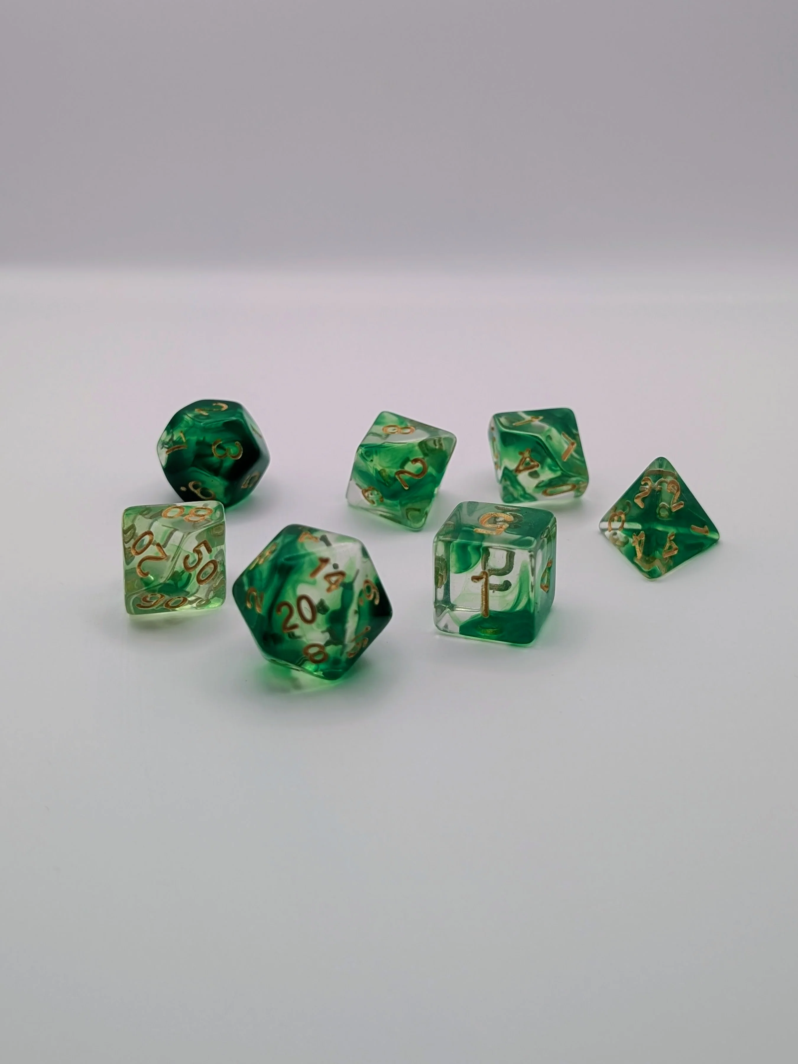 Grove Light - 7 Piece DnD Dice Set | Acrylic RPG Gaming Dice - Image 2