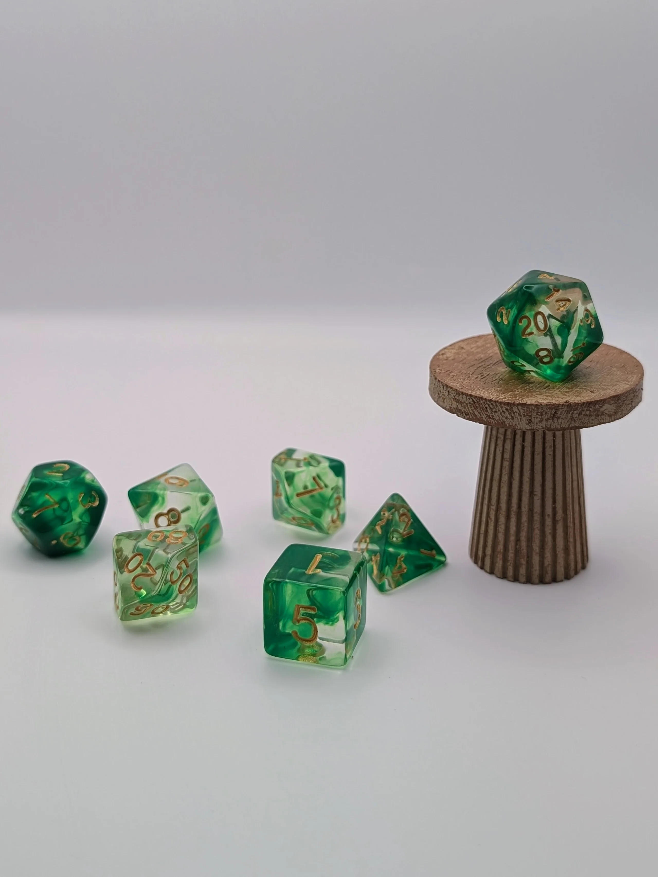 Grove Light - 7 Piece DnD Dice Set | Acrylic RPG Gaming Dice - Image 3