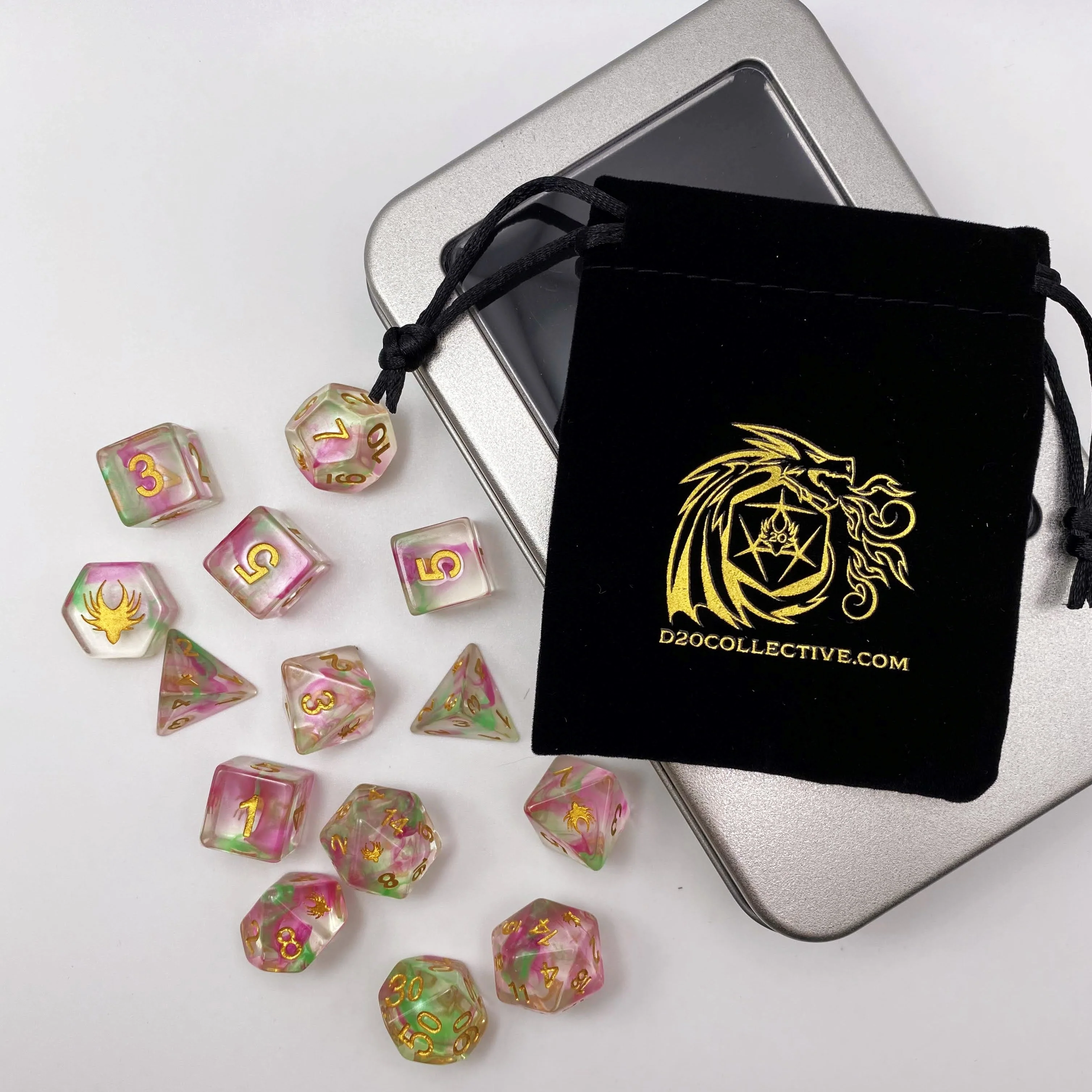 Hedronic Serenity - 14 Piece DnD Dice Set | Acrylic RPG Gaming Dice - Image 3