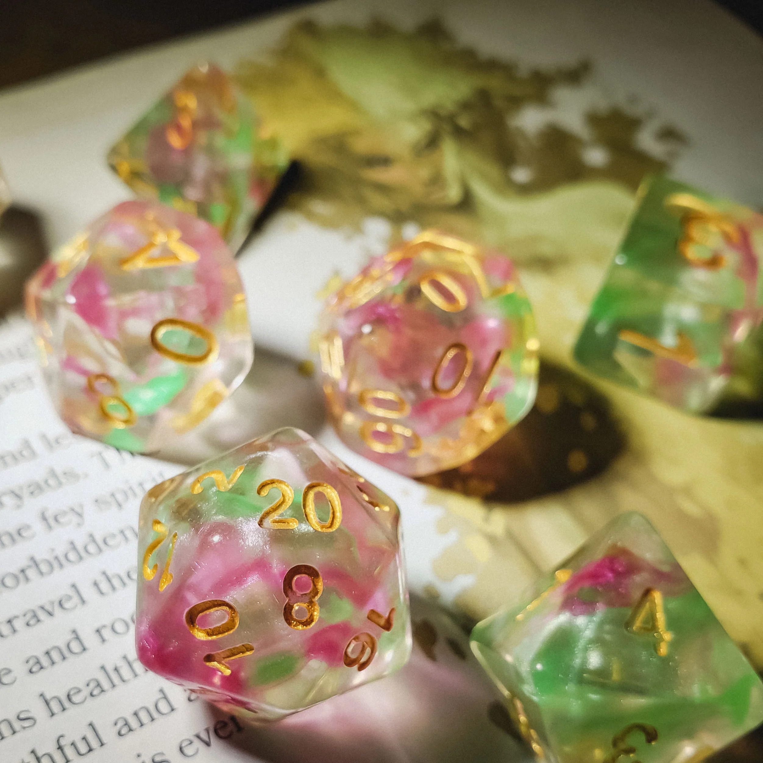 Hedronic Serenity - 14 Piece DnD Dice Set | Acrylic RPG Gaming Dice - Image 4