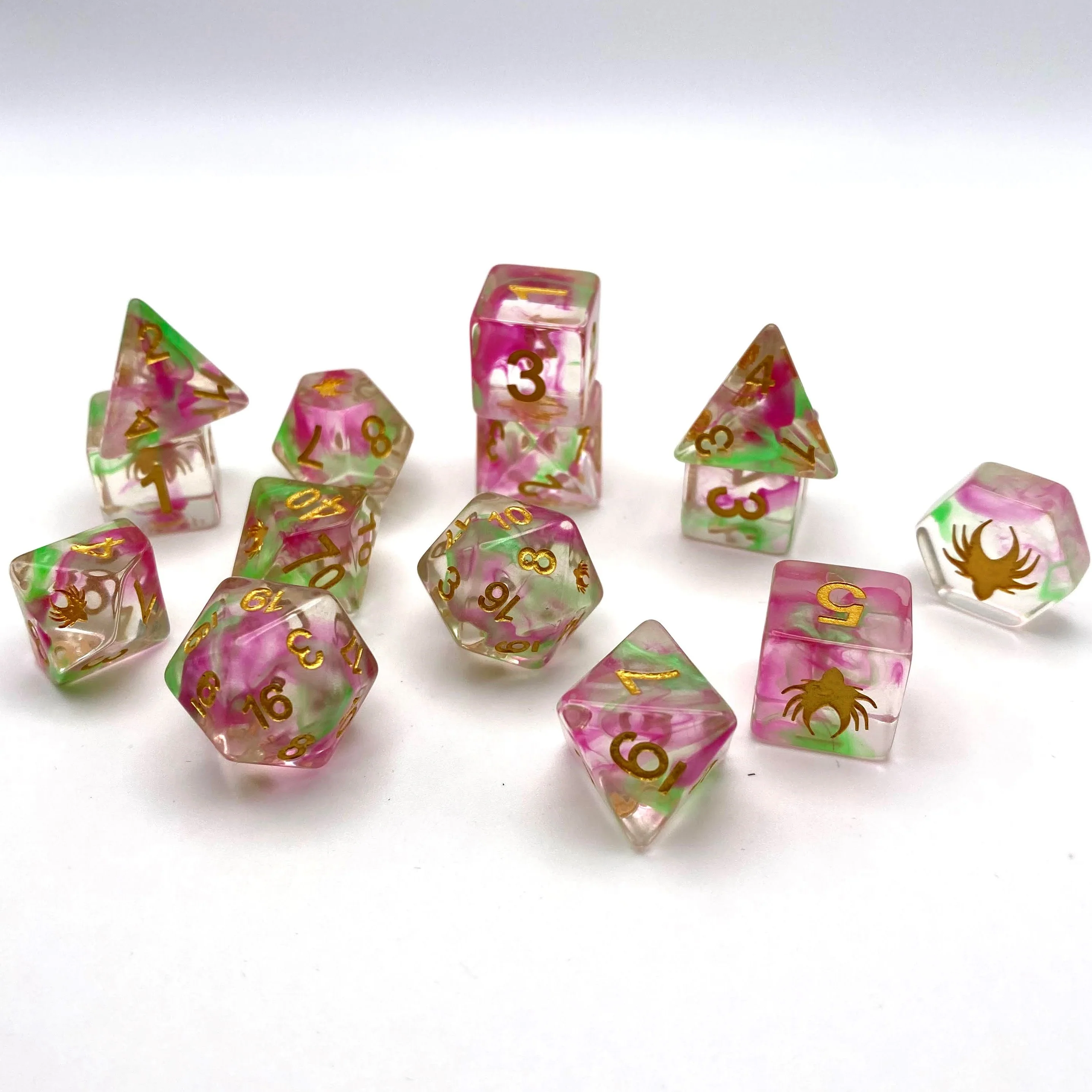 Hedronic Serenity - 14 Piece DnD Dice Set | Acrylic RPG Gaming Dice - Image 5