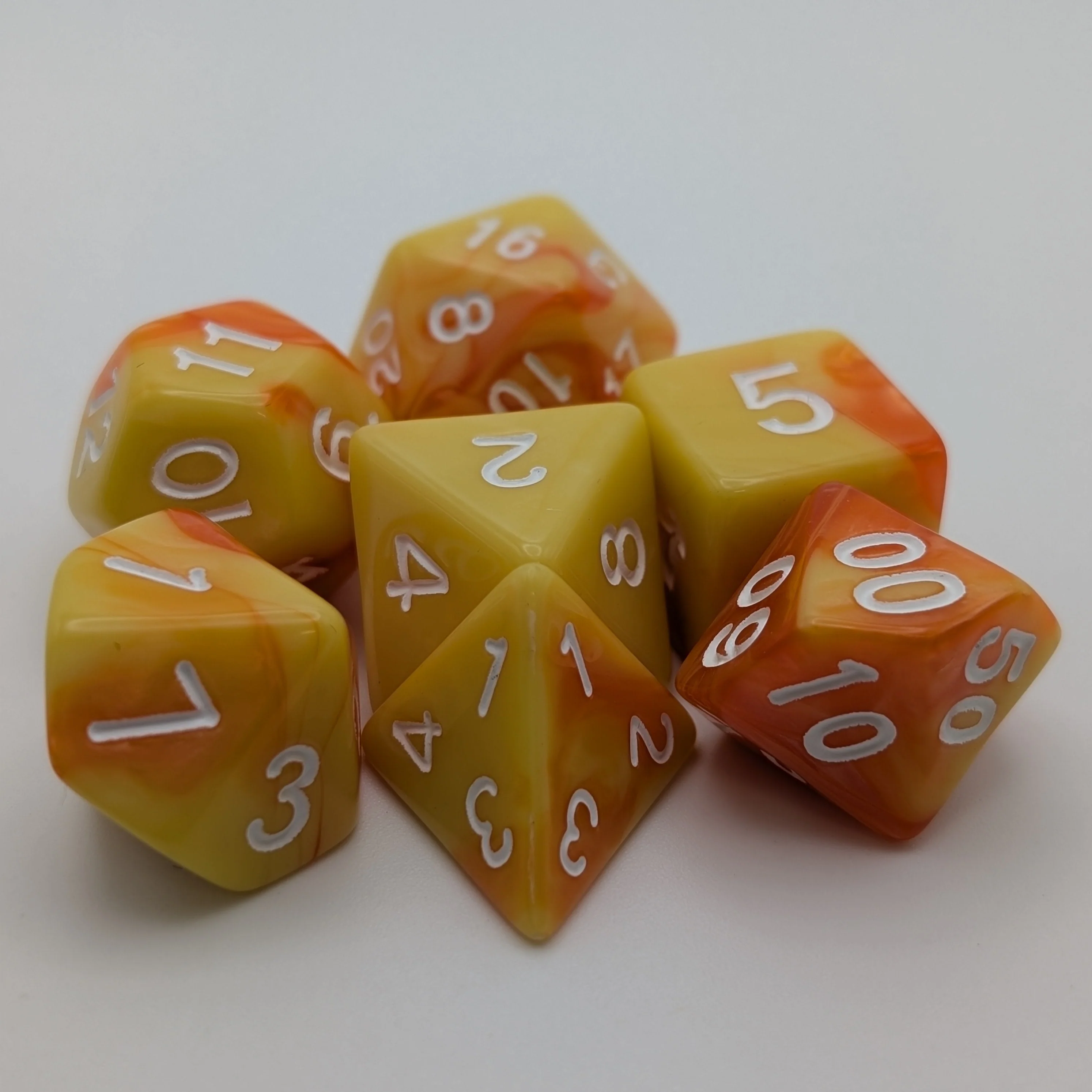 Lemon Orange - 7 Piece DnD Dice Set | Acrylic RPG Gaming Dice - Image 2