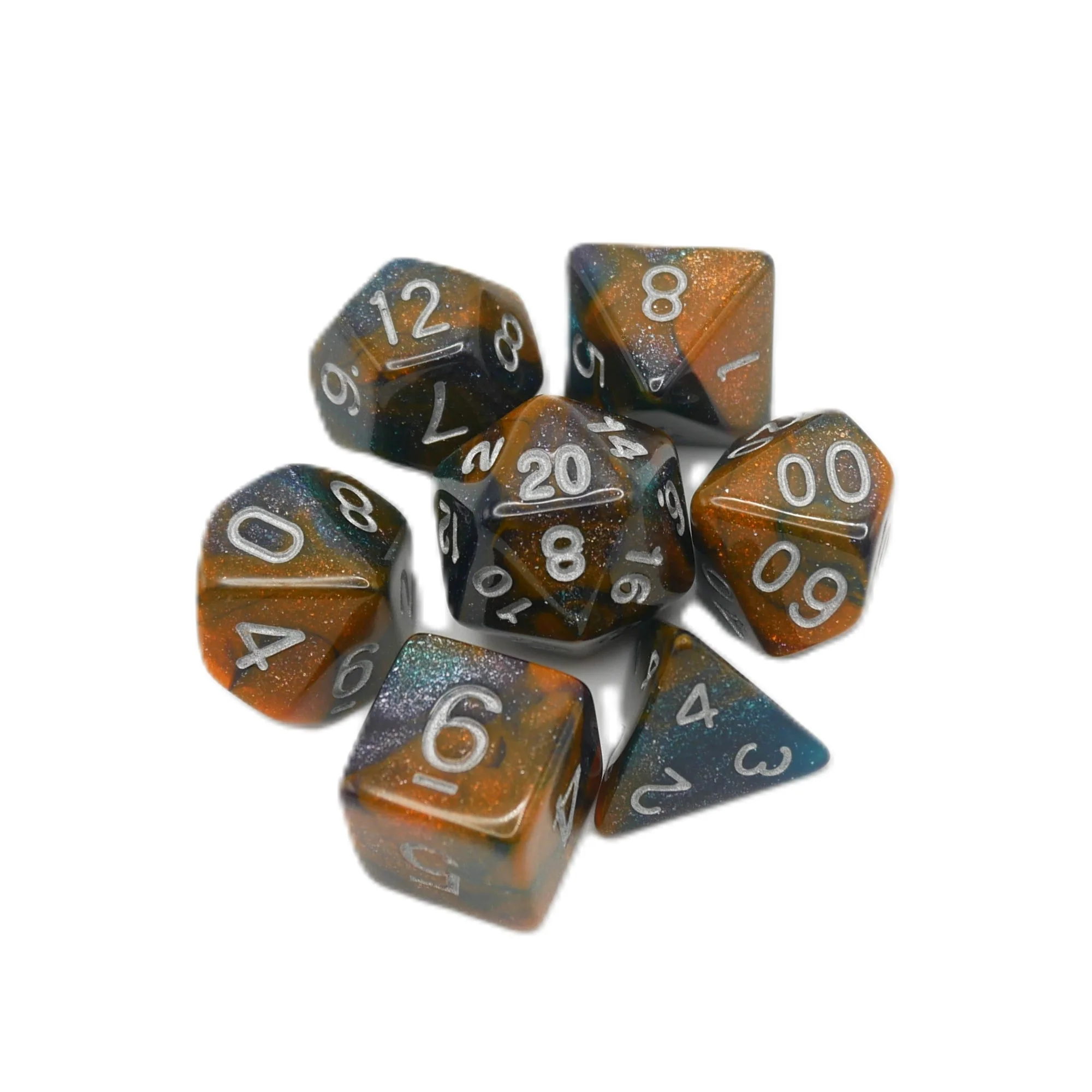 Mysterious Ink - 7 Piece DnD Dice Set | Acrylic RPG Gaming Dice - Image 4