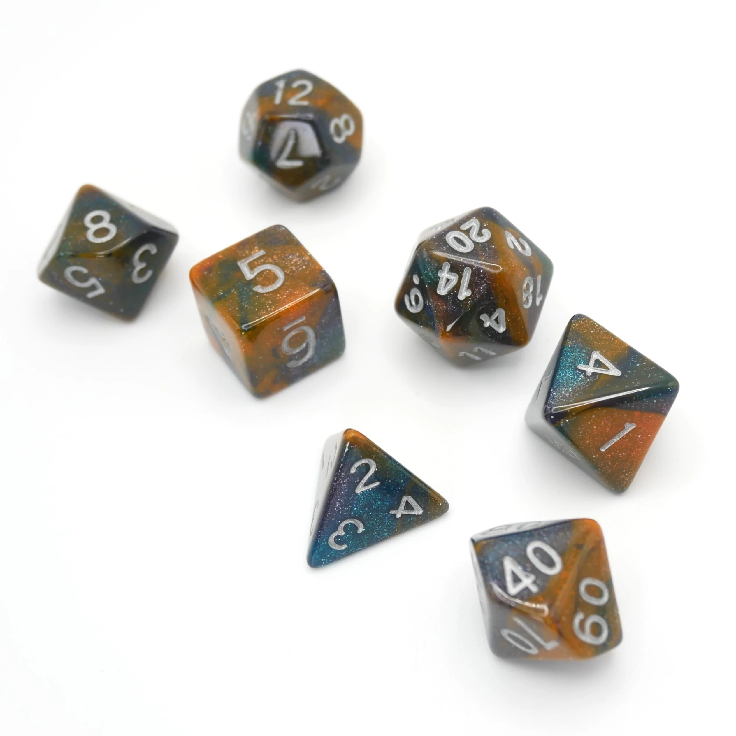 Mysterious Ink - 7 Piece DnD Dice Set | Acrylic RPG Gaming Dice - Image 6