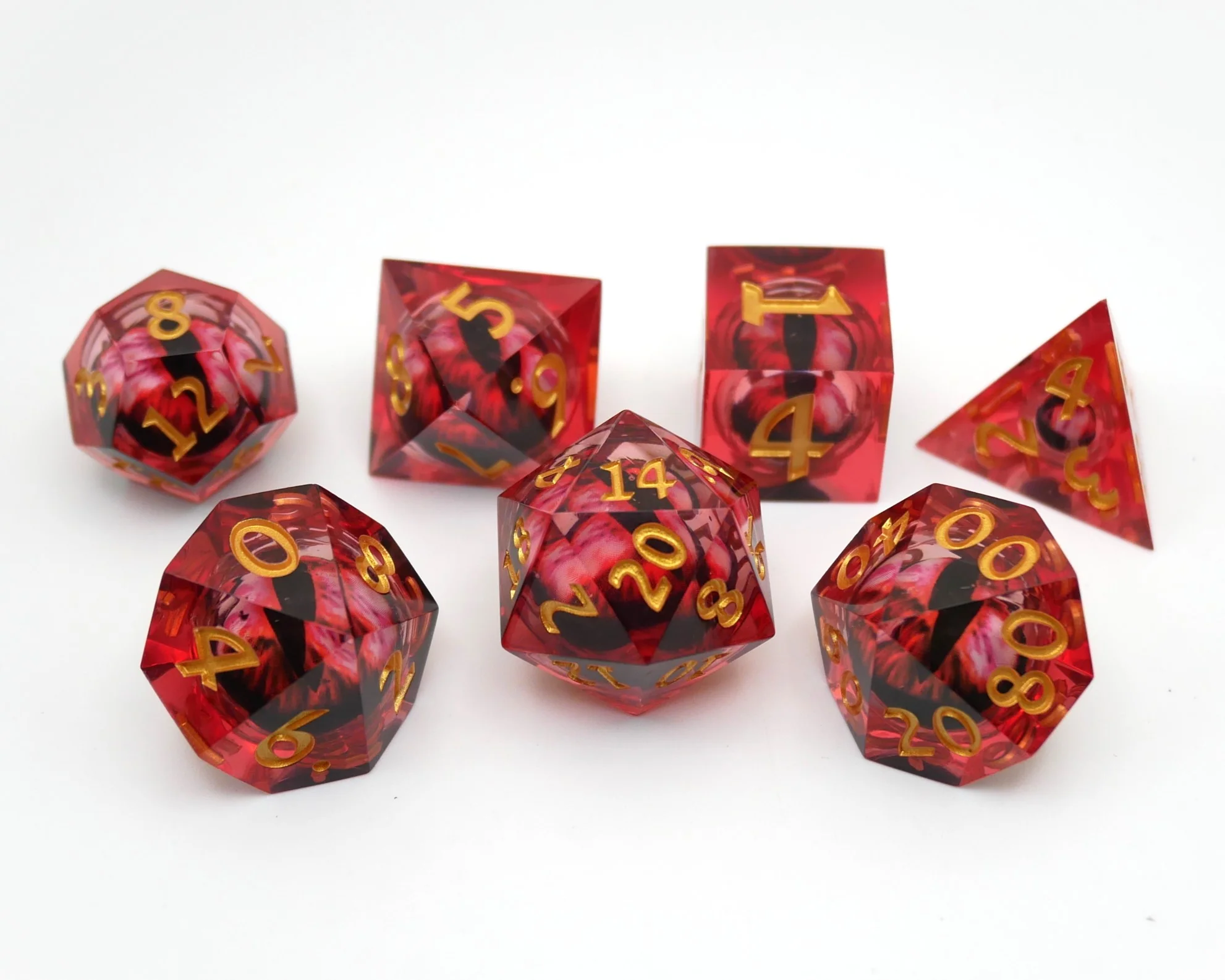 Nosferatu's Eye - 7 Piece Moving Eye DnD Dice Set | Acrylic RPG Gaming Dice - Image 3