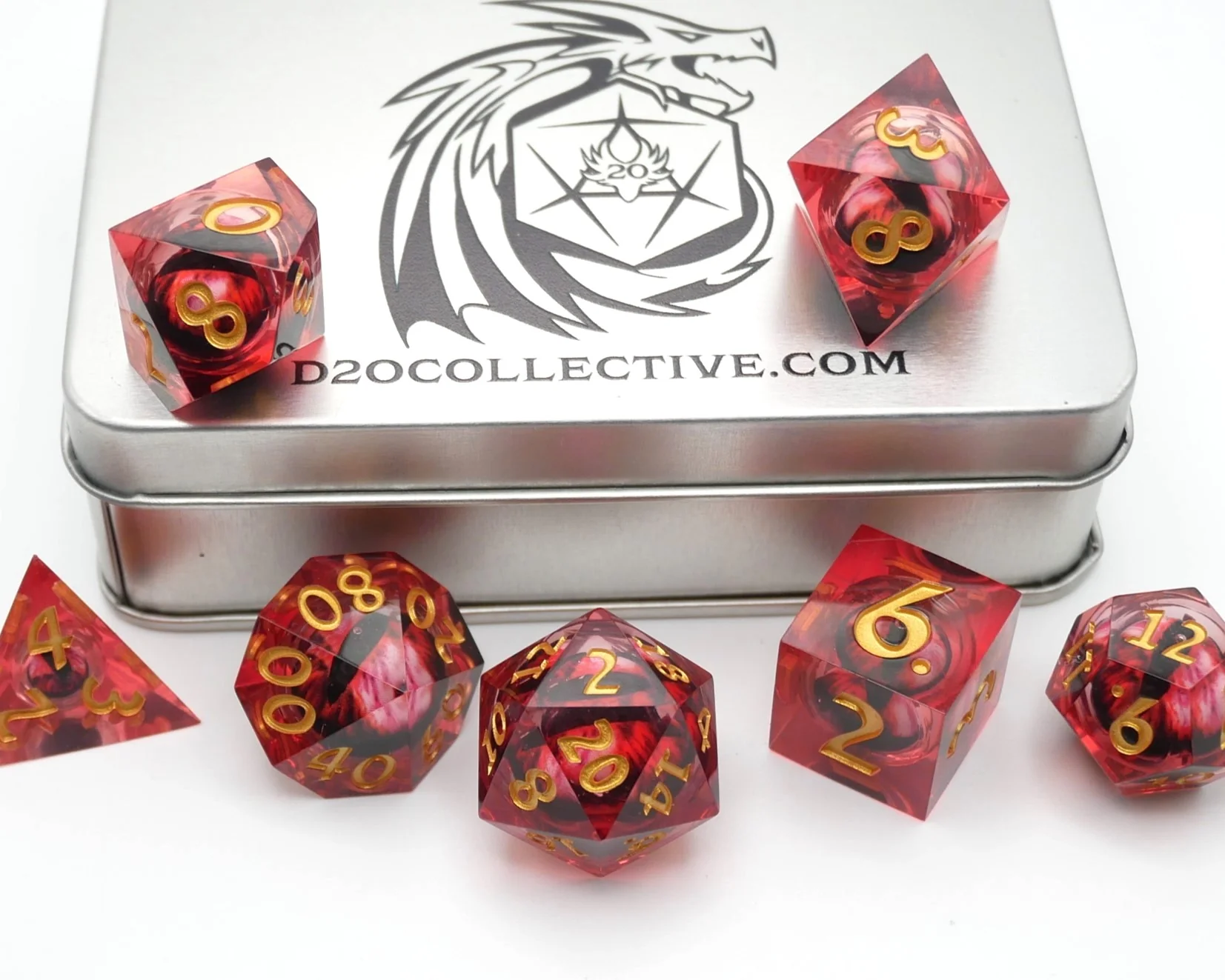 Nosferatu's Eye - 7 Piece Moving Eye DnD Dice Set | Acrylic RPG Gaming Dice - Image 7