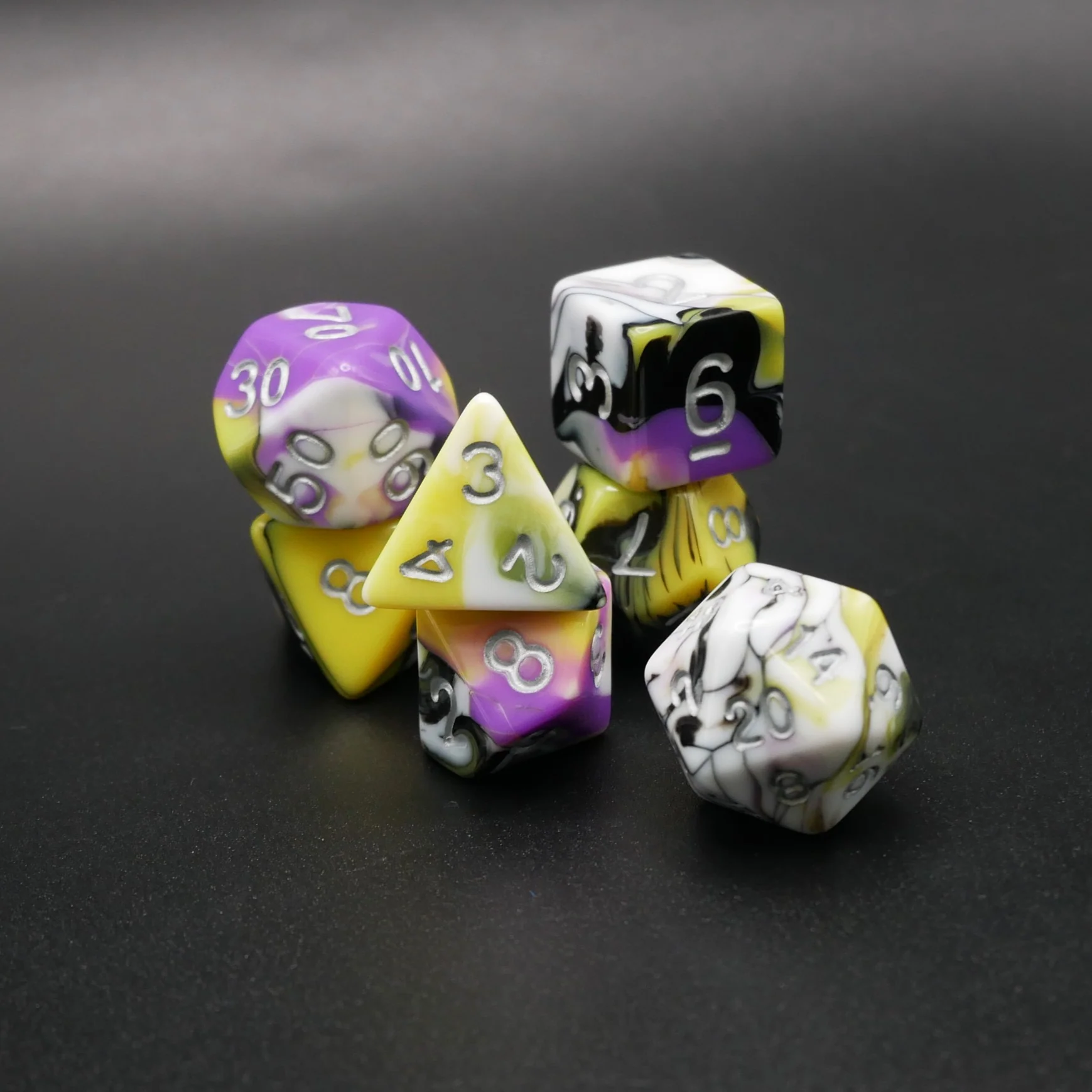 Panic Abstraction - 7 Piece DnD Dice Set | Acrylic RPG Gaming Dice - Image 3