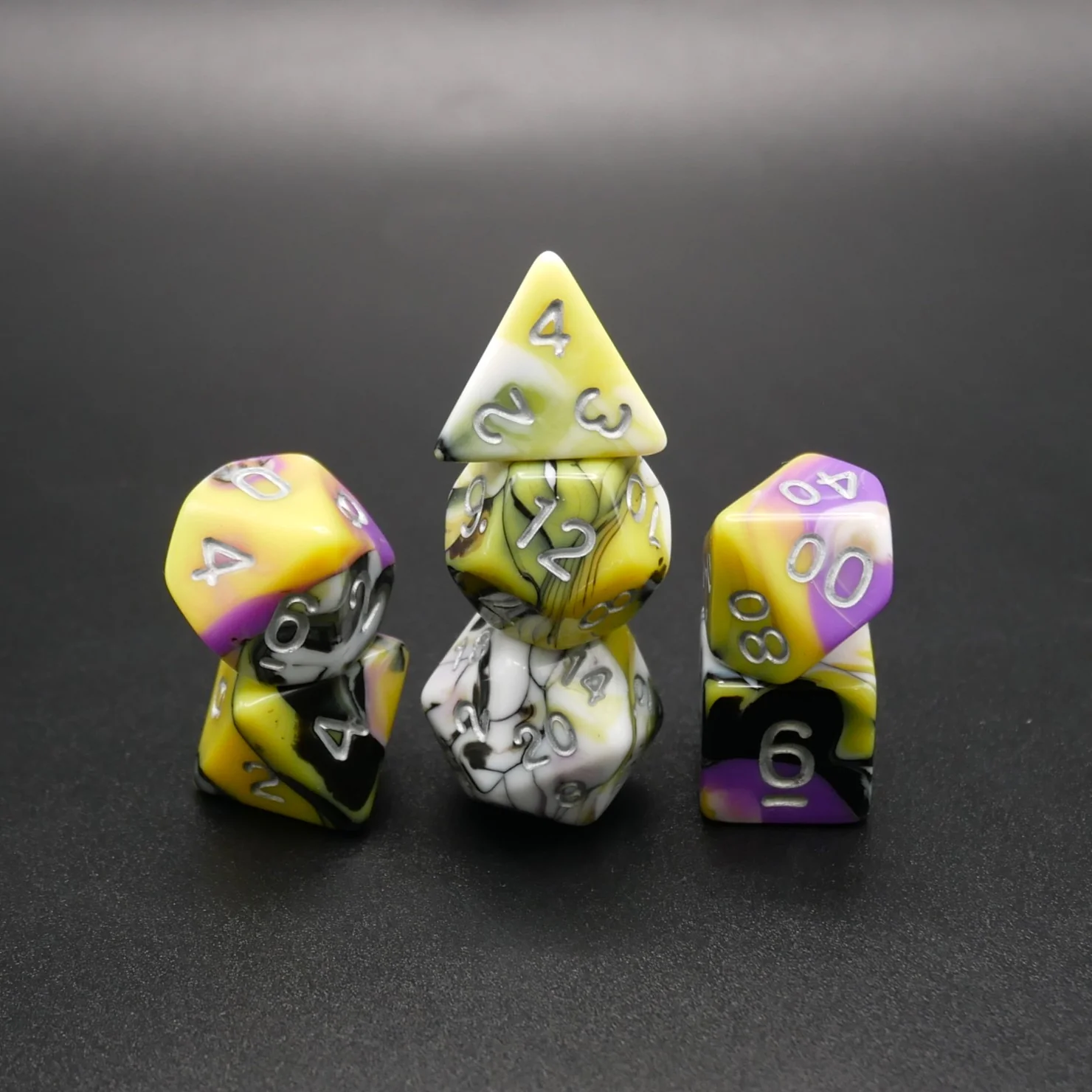 Panic Abstraction - 7 Piece DnD Dice Set | Acrylic RPG Gaming Dice - Image 5