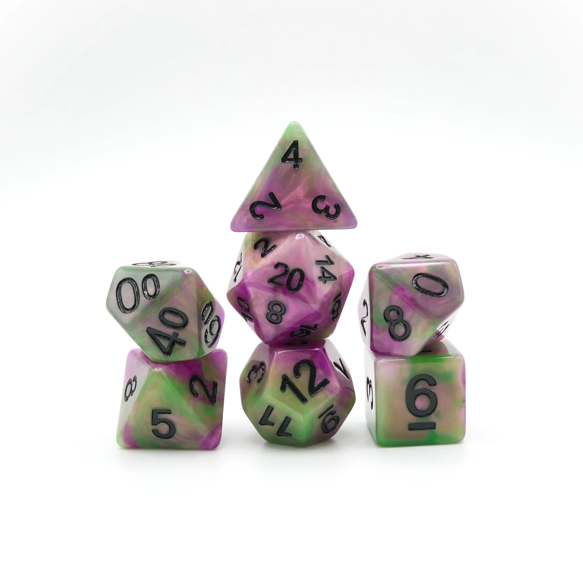 Poison Petals - 7 Piece DnD Dice Set | Acrylic RPG Gaming Dice - Image 3