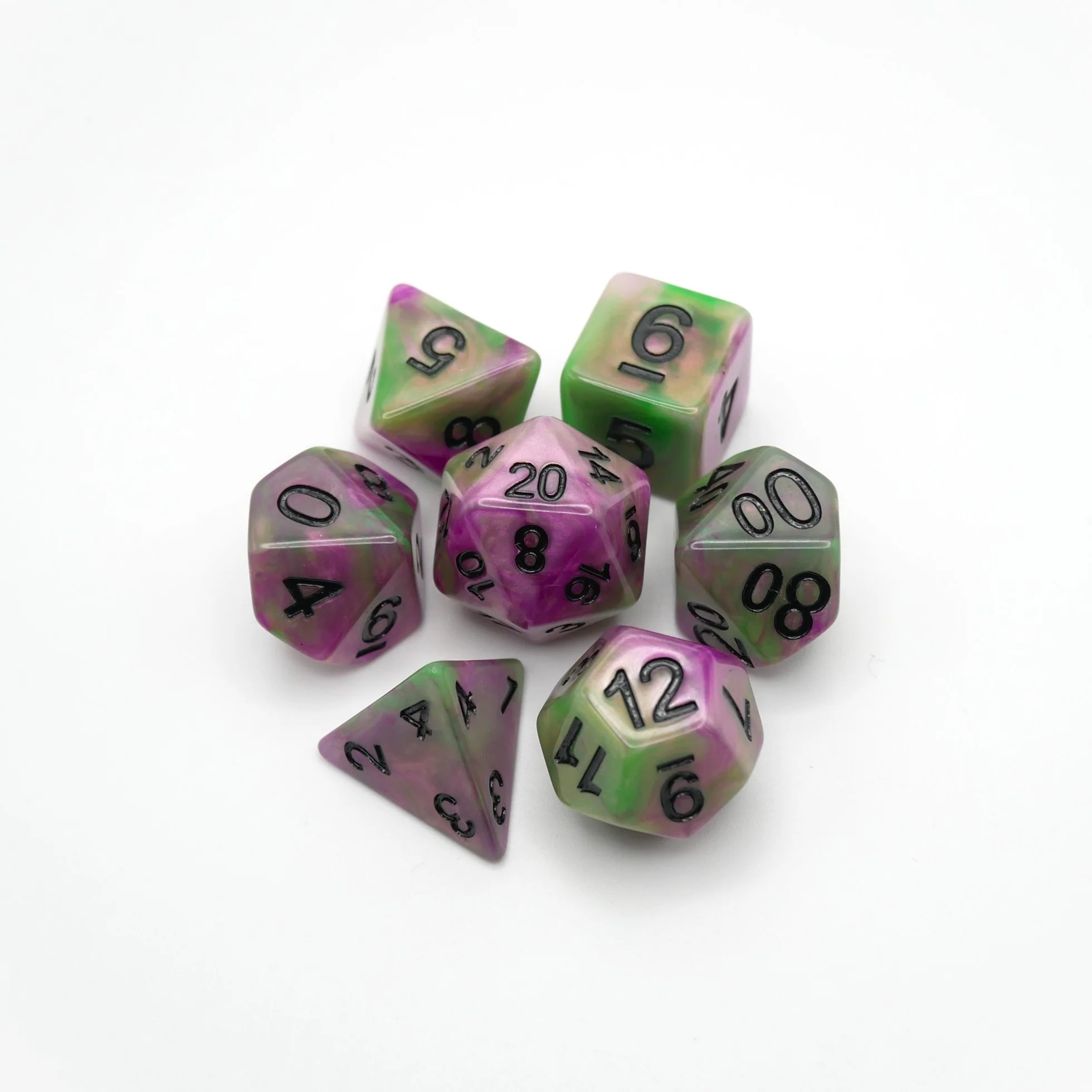 Poison Petals - 7 Piece DnD Dice Set | Acrylic RPG Gaming Dice - Image 4