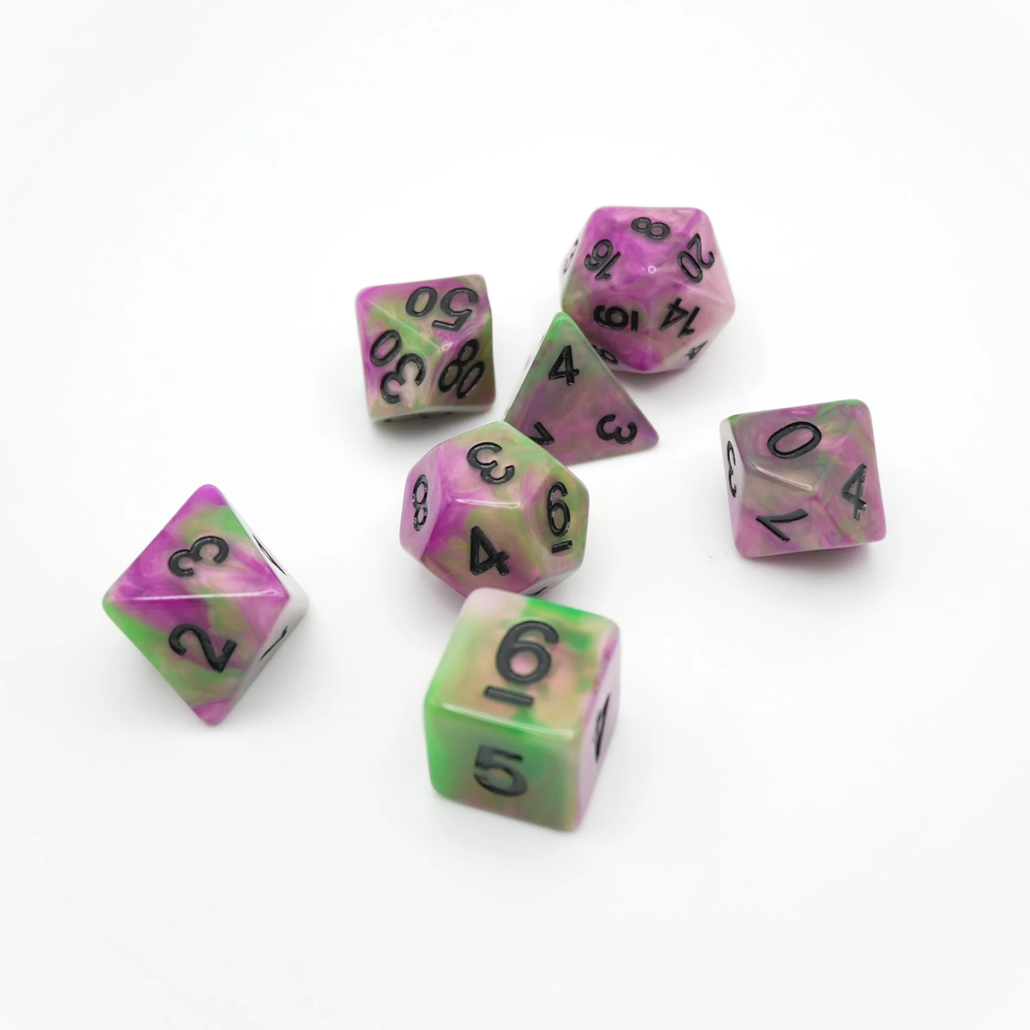 Poison Petals - 7 Piece DnD Dice Set | Acrylic RPG Gaming Dice - Image 8