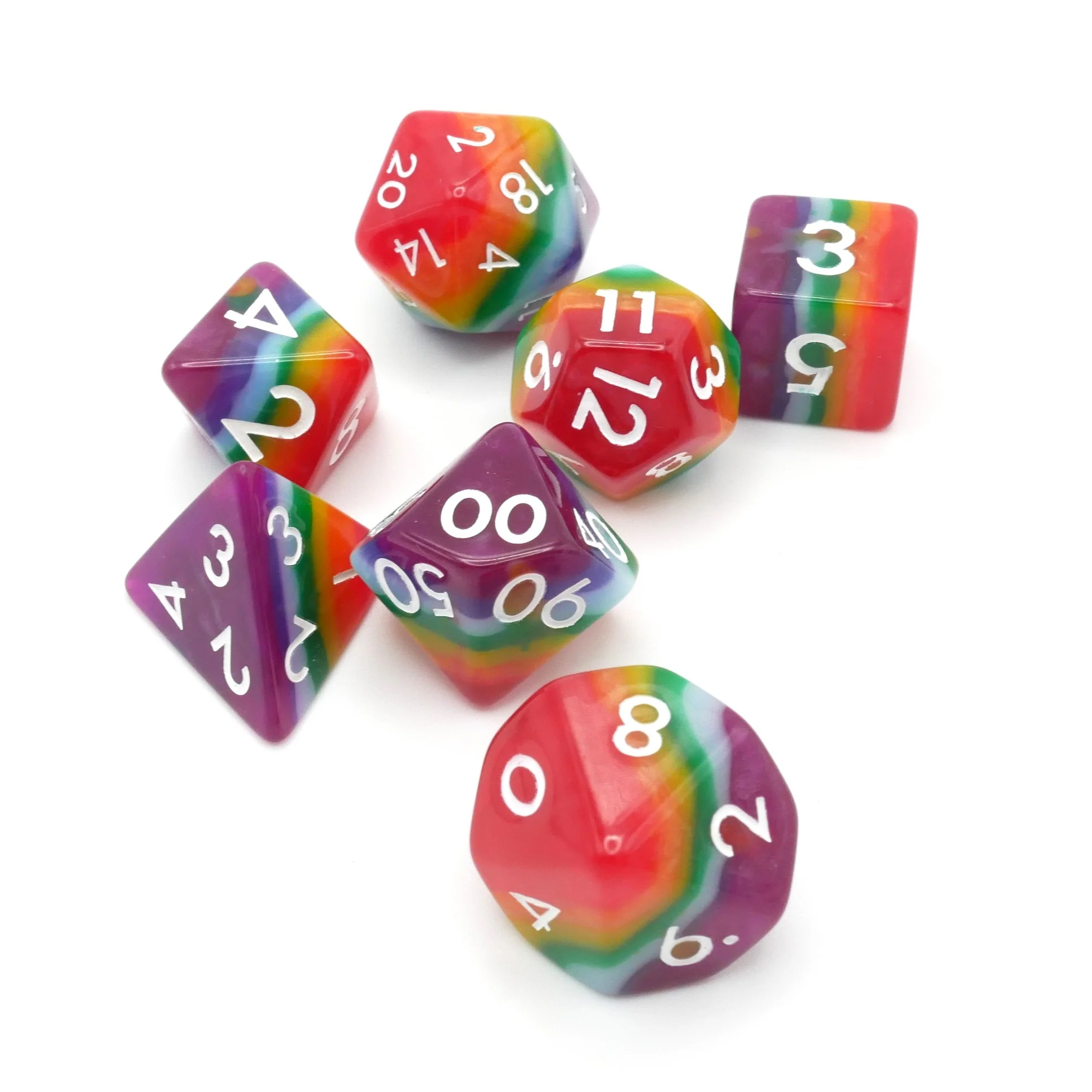 Rainbow Redux - 7 Piece DnD Dice Set | Acrylic RPG Gaming Dice - Image 10