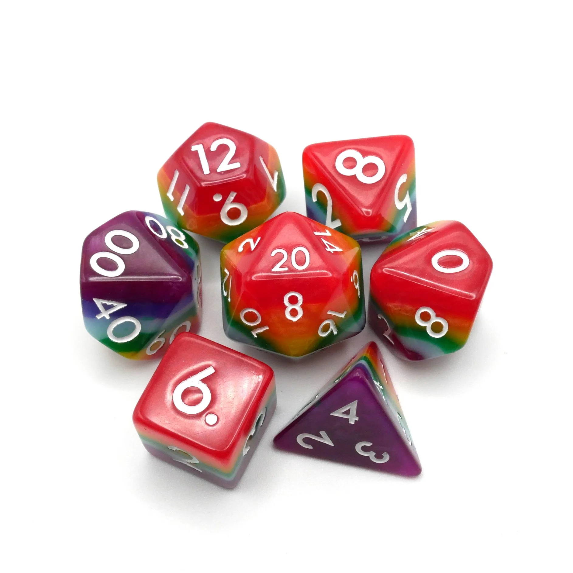 Rainbow Redux - 7 Piece DnD Dice Set | Acrylic RPG Gaming Dice - Image 3